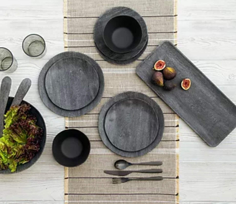 TARHONG Blackened Outdoor Medium Round Dinnerware (3)