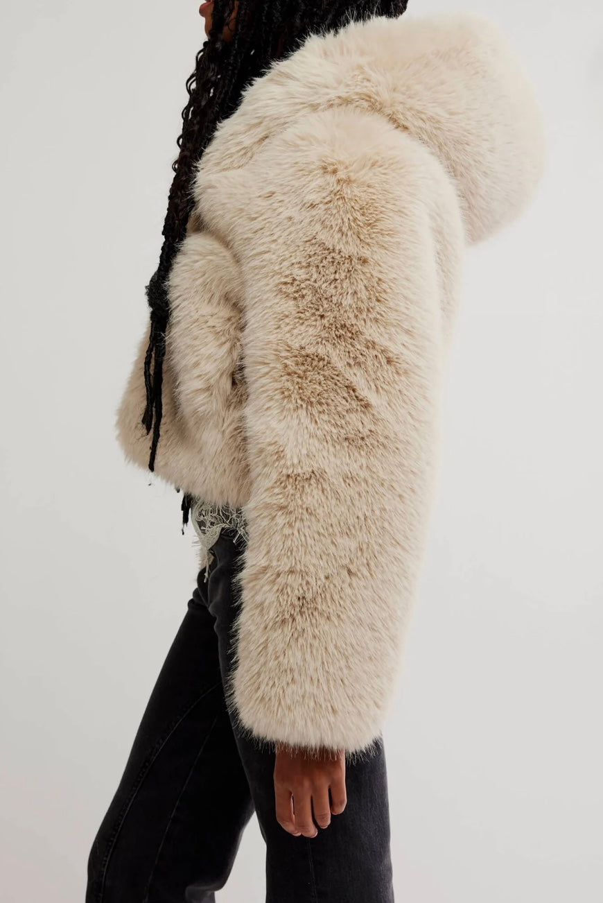 FREE PEOPLE Louder Please Fur in Ivory
