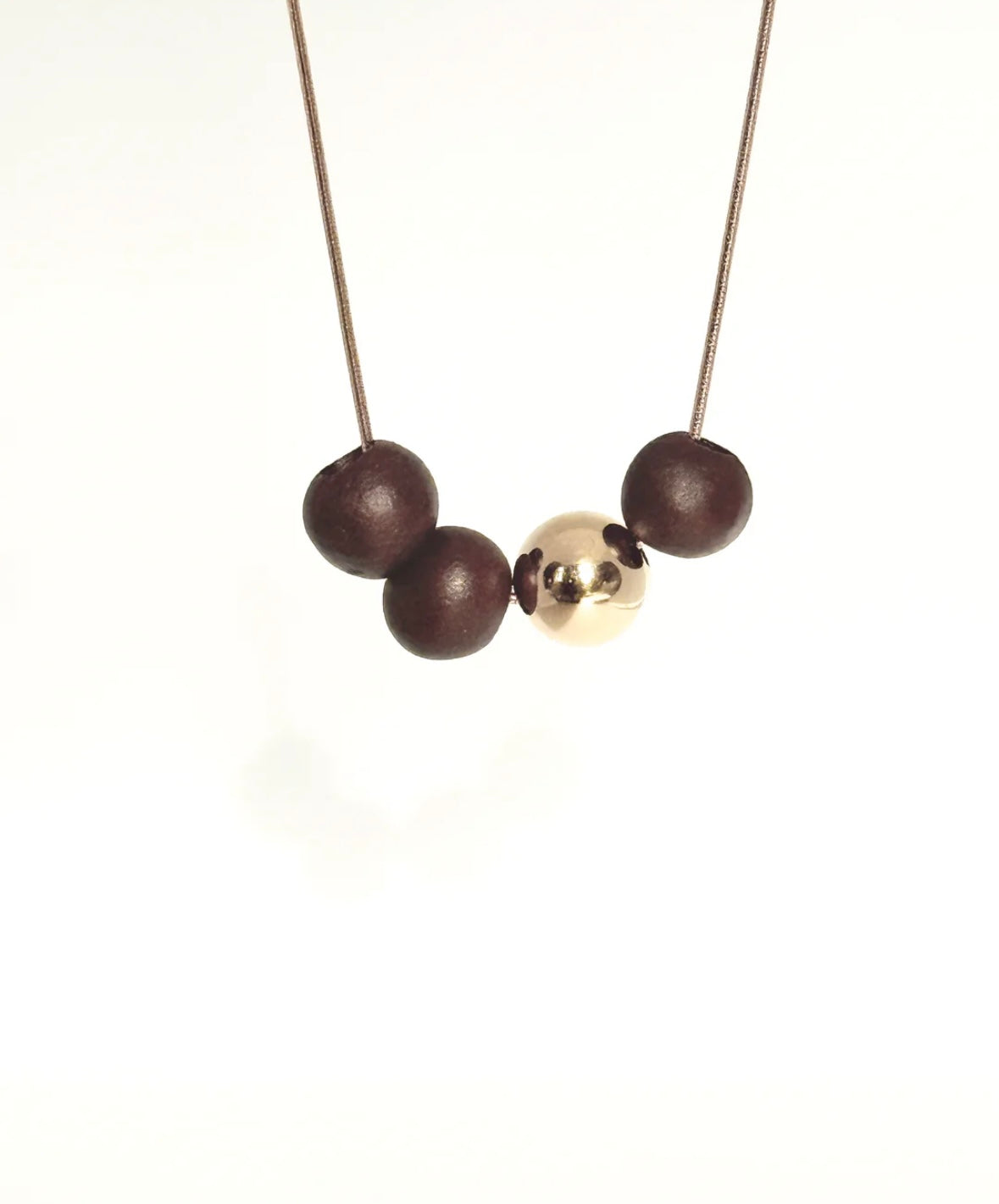 Matte Porcelain Bead Necklace Choc/Gold