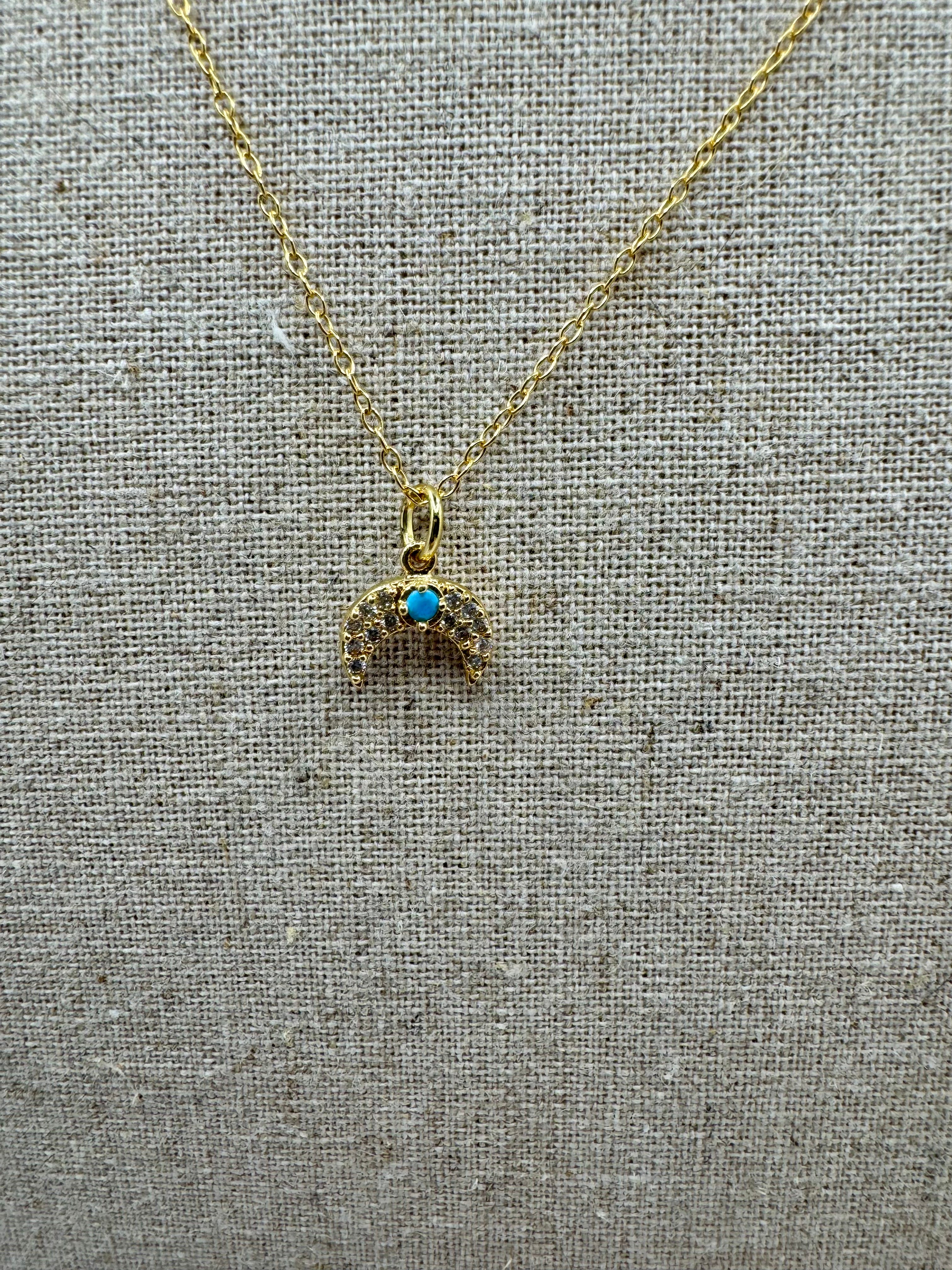 SOHPIA Turquoise Crescent Charm Necklace