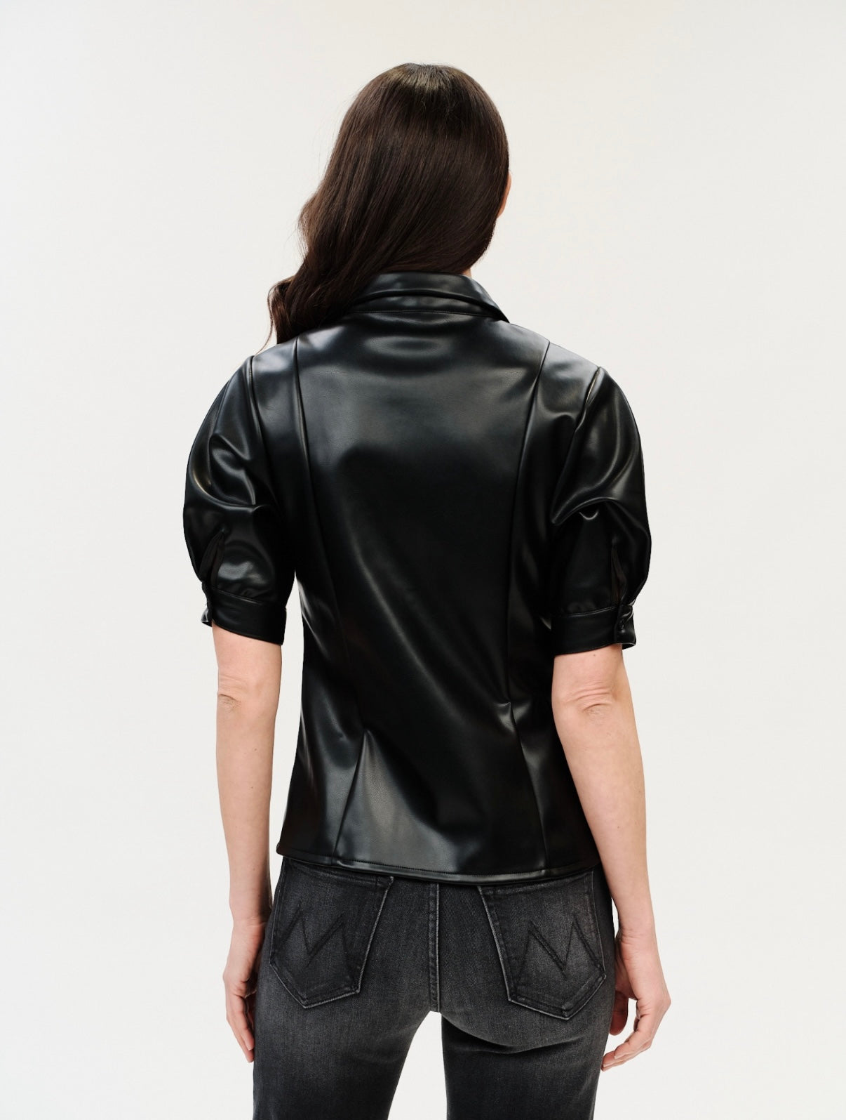 *PREORDER* SIX/FIFTY Val Faux Leather Collared Top