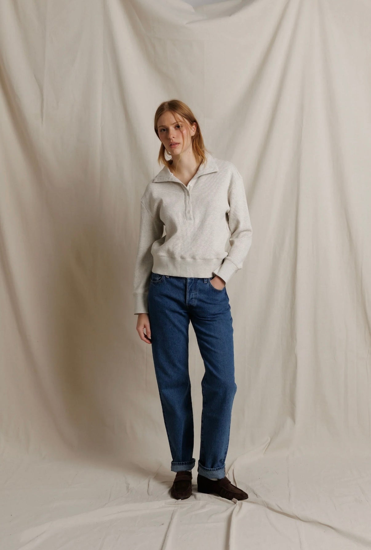 *PREORDER* PERFECT WHITE TEE Zia Waffle Knit Popover Pullover