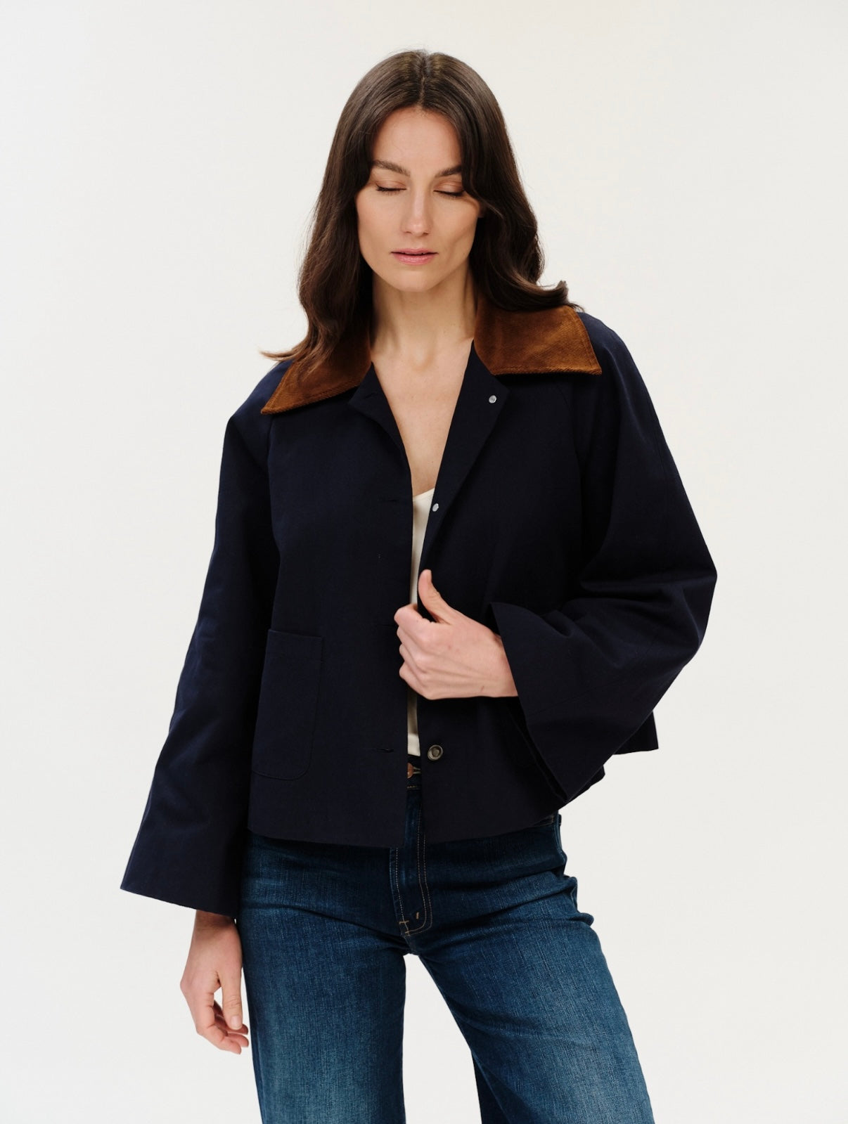 SIX/FIFTY Candice Corduroy Collar Canvas Jacket