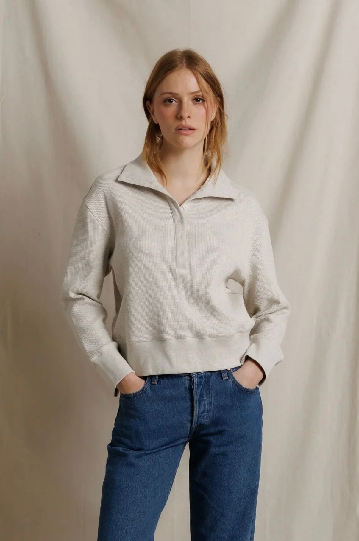 *PREORDER* PERFECT WHITE TEE Zia Waffle Knit Popover Pullover