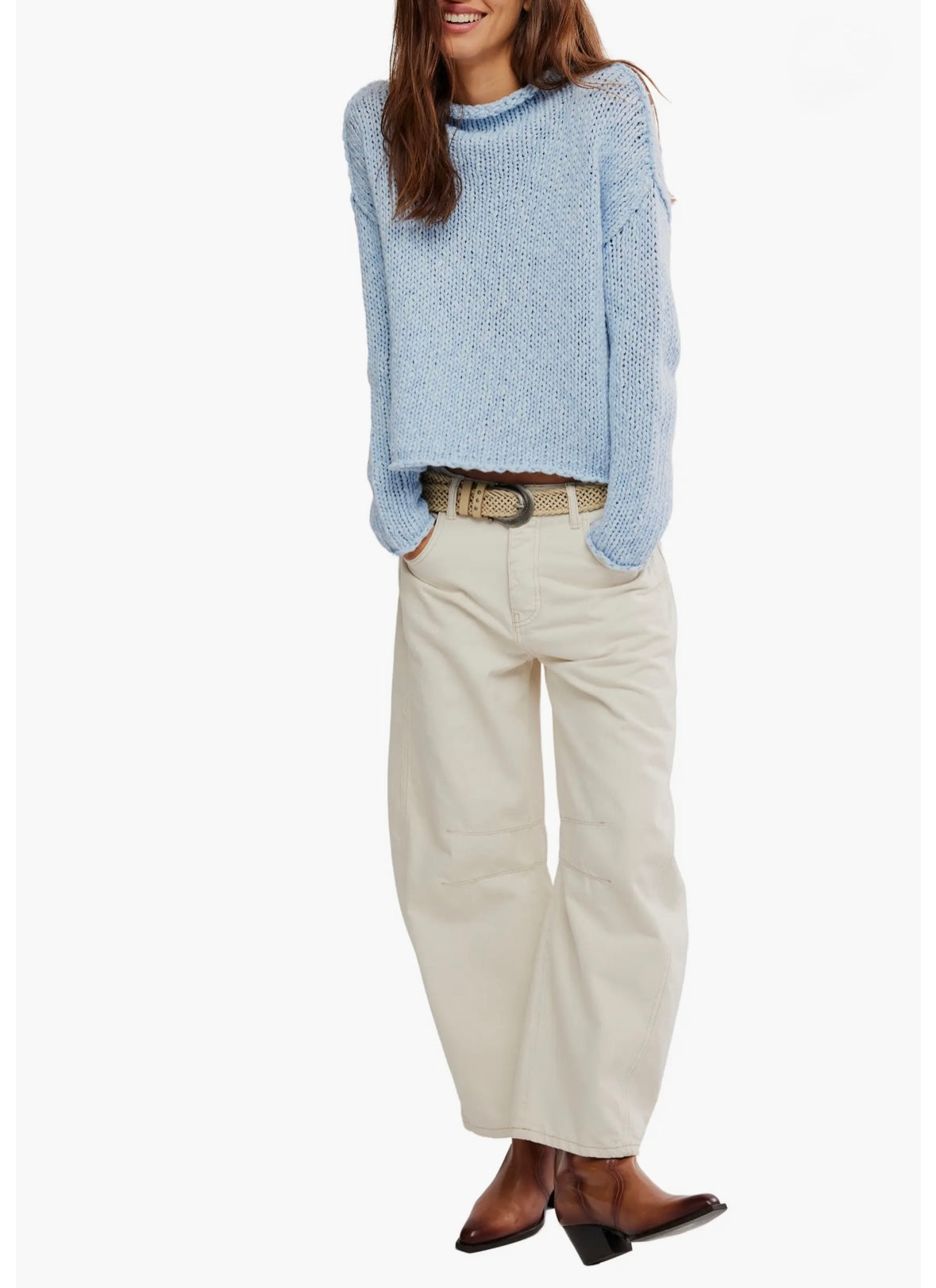 FREE PEOPLE Opal Sweater in Cashmere Blue