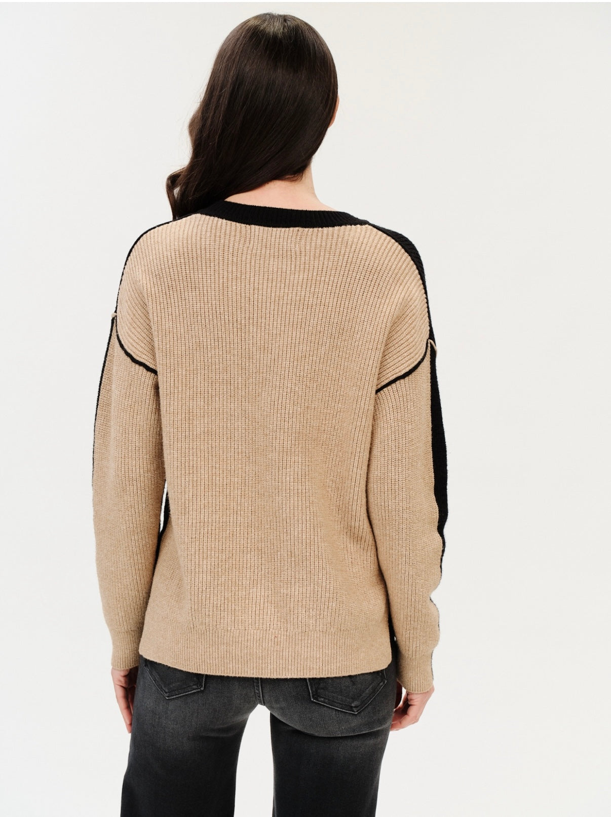 *PREORDER* SIX/FIFTY Runa Crewneck Exposed Seam Sweater — Two Toned