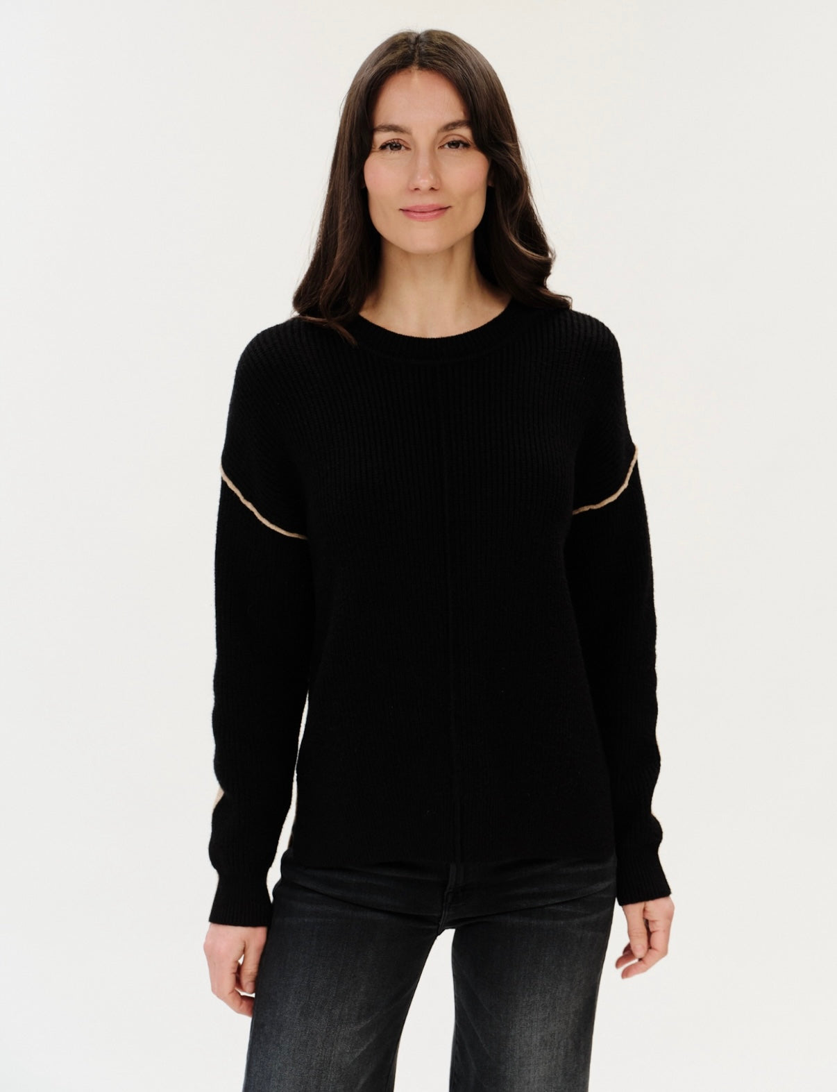 *PREORDER* SIX/FIFTY Runa Crewneck Exposed Seam Sweater — Two Toned