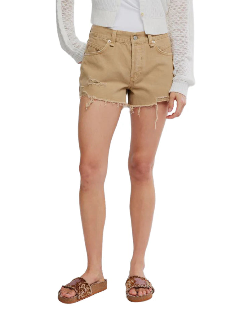 FREE PEOPLE Now or Never Denim Shorts in Oat Latte