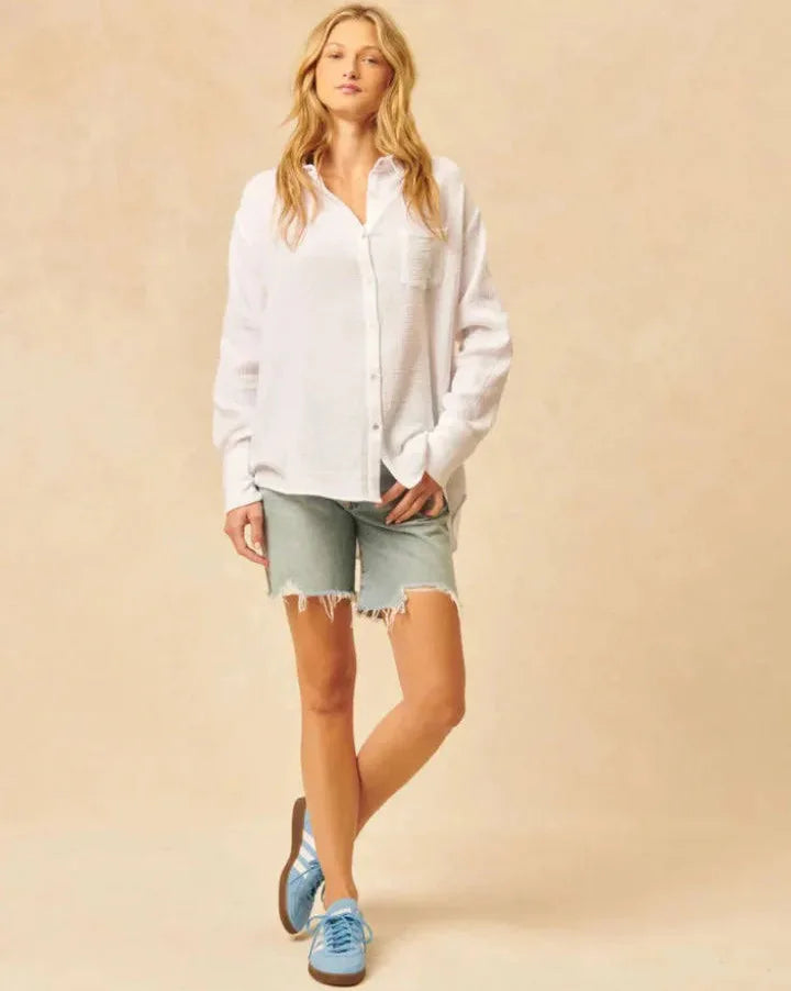 JOHN + JENN Light Weight Cotton Gauze Button Down
