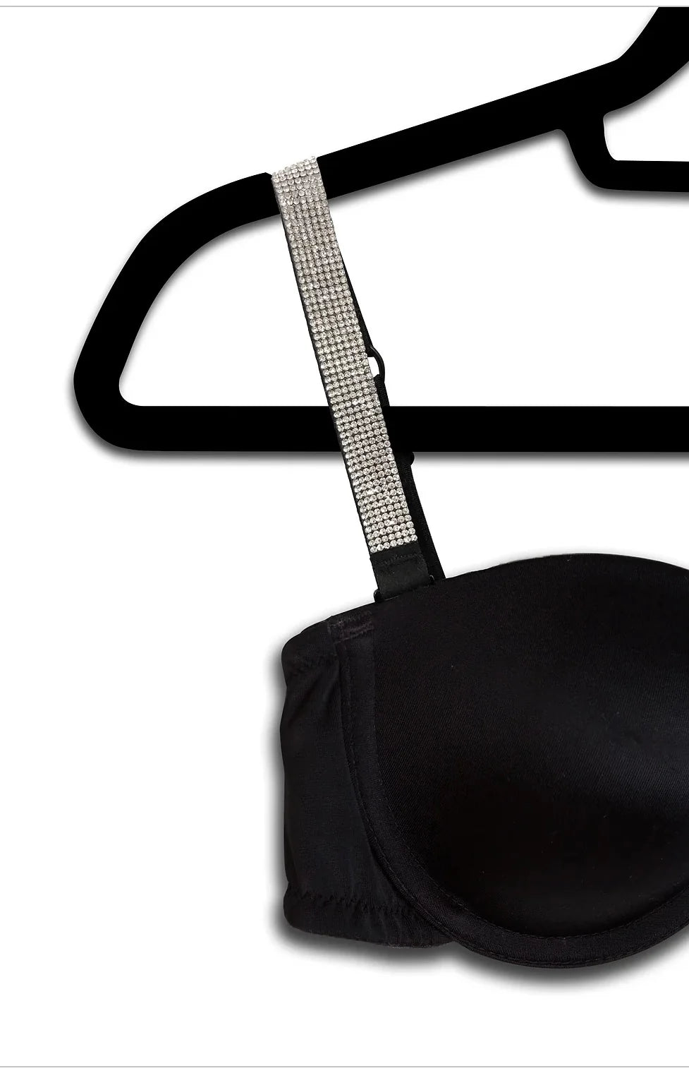 STRAP-ITS Silver Crystals on Black Bralette