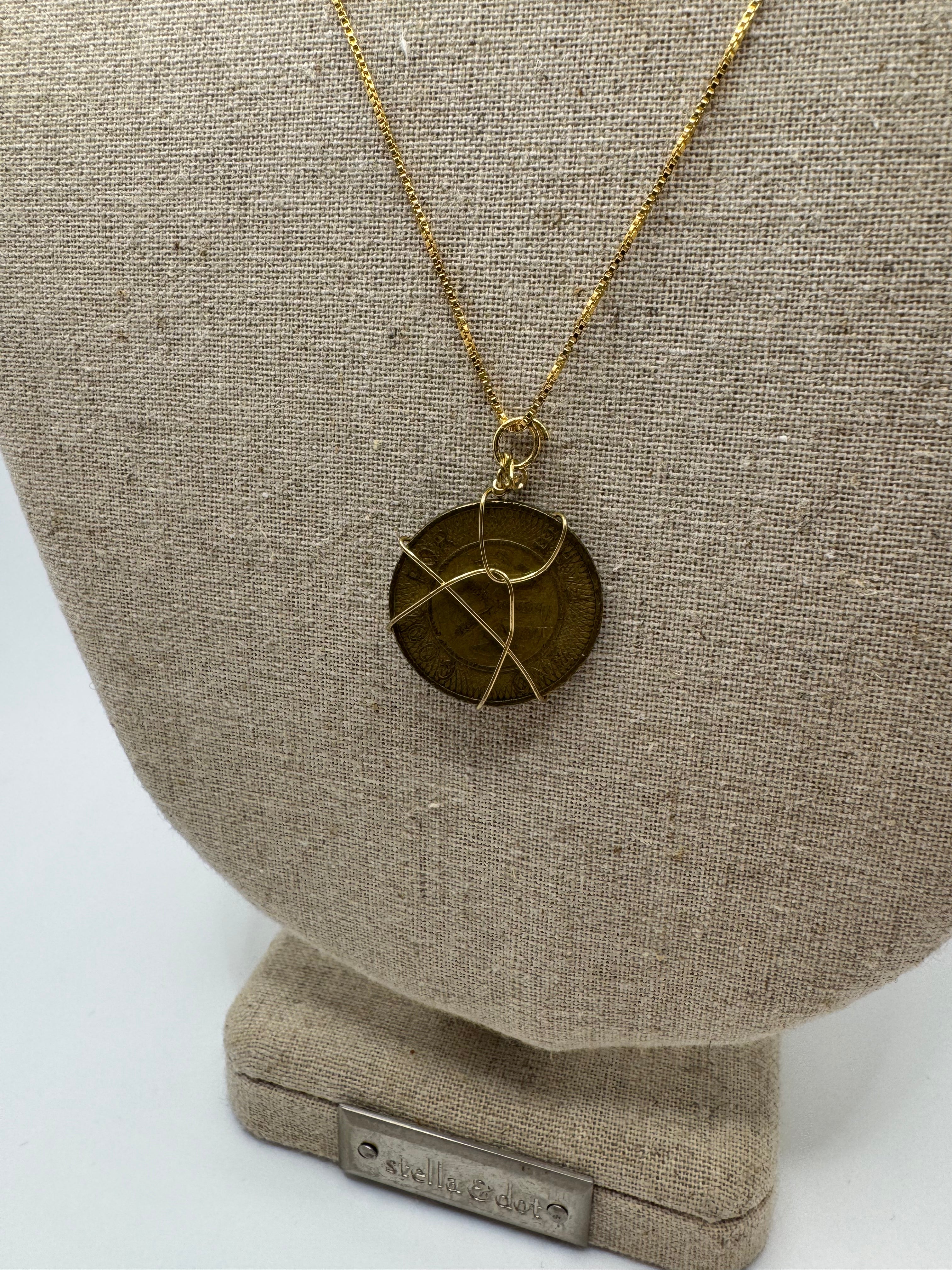 SOPHIA Wrapped Coin Pendant Necklace (29”)