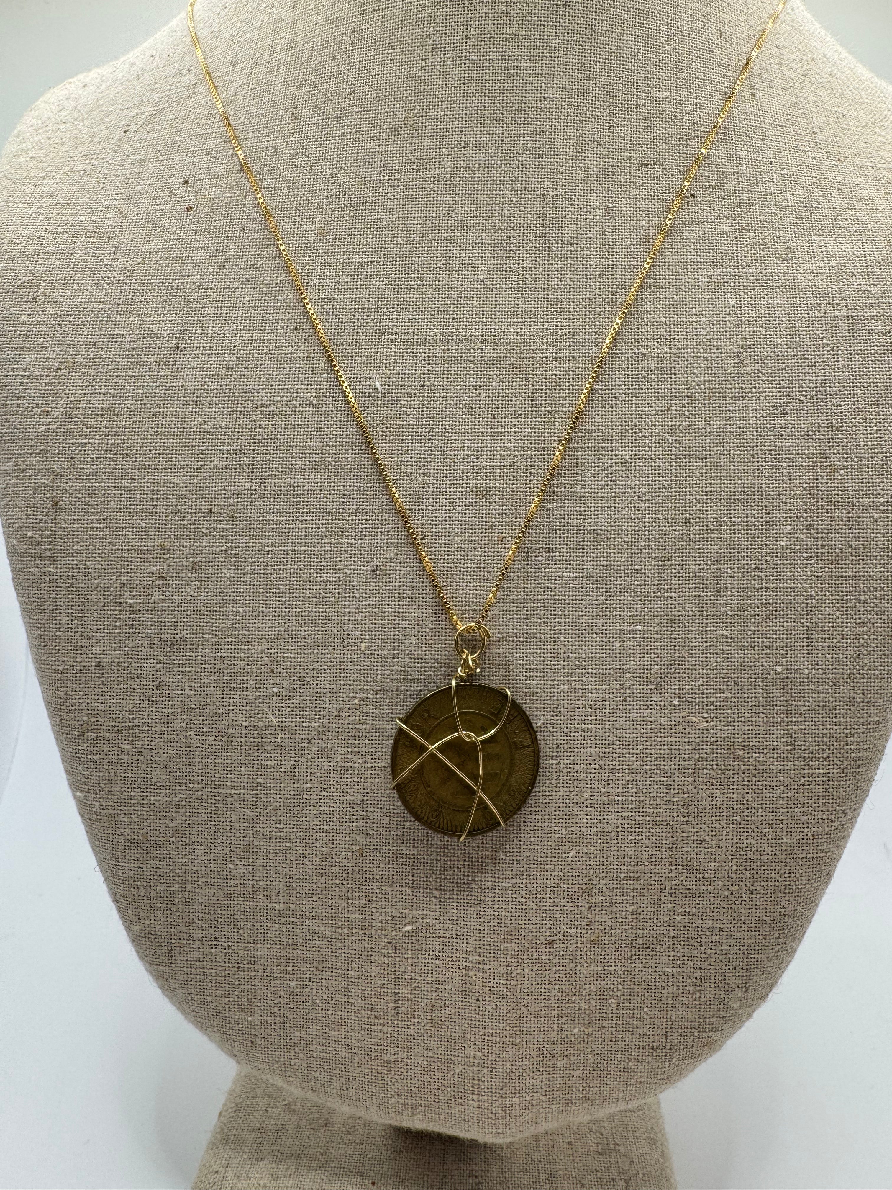 SOPHIA Wrapped Coin Pendant Necklace (29”)