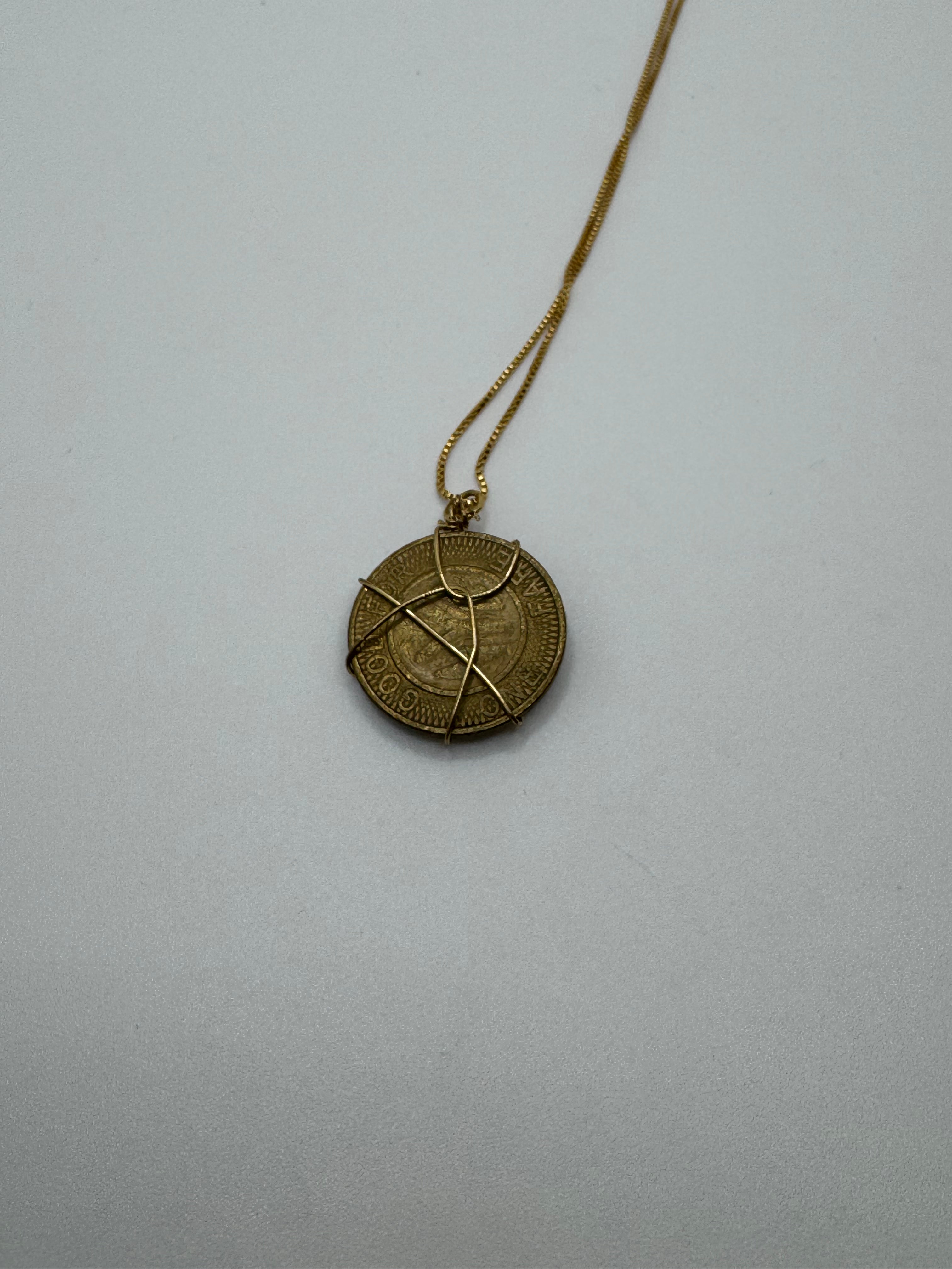 SOPHIA Wrapped Coin Pendant Necklace (29”)