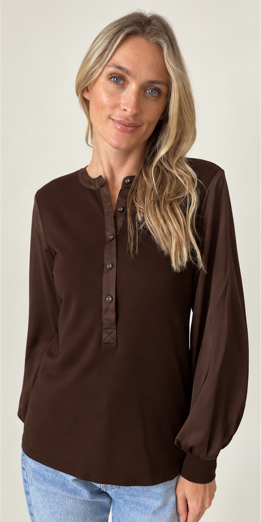 SIX/FIFTY Janie Ribbed Satin Sleeve Top