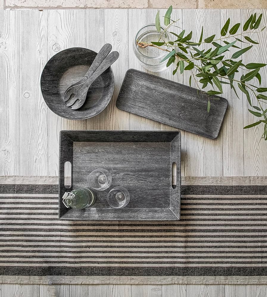 TARHONG Blackened Washed Wood Outdoor Serving Tray