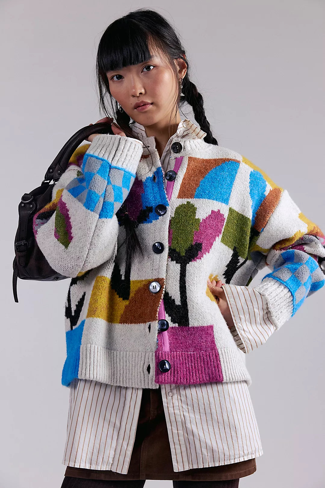 FREE PEOPLE Tulip Whirl Cardi in Ivory Combo