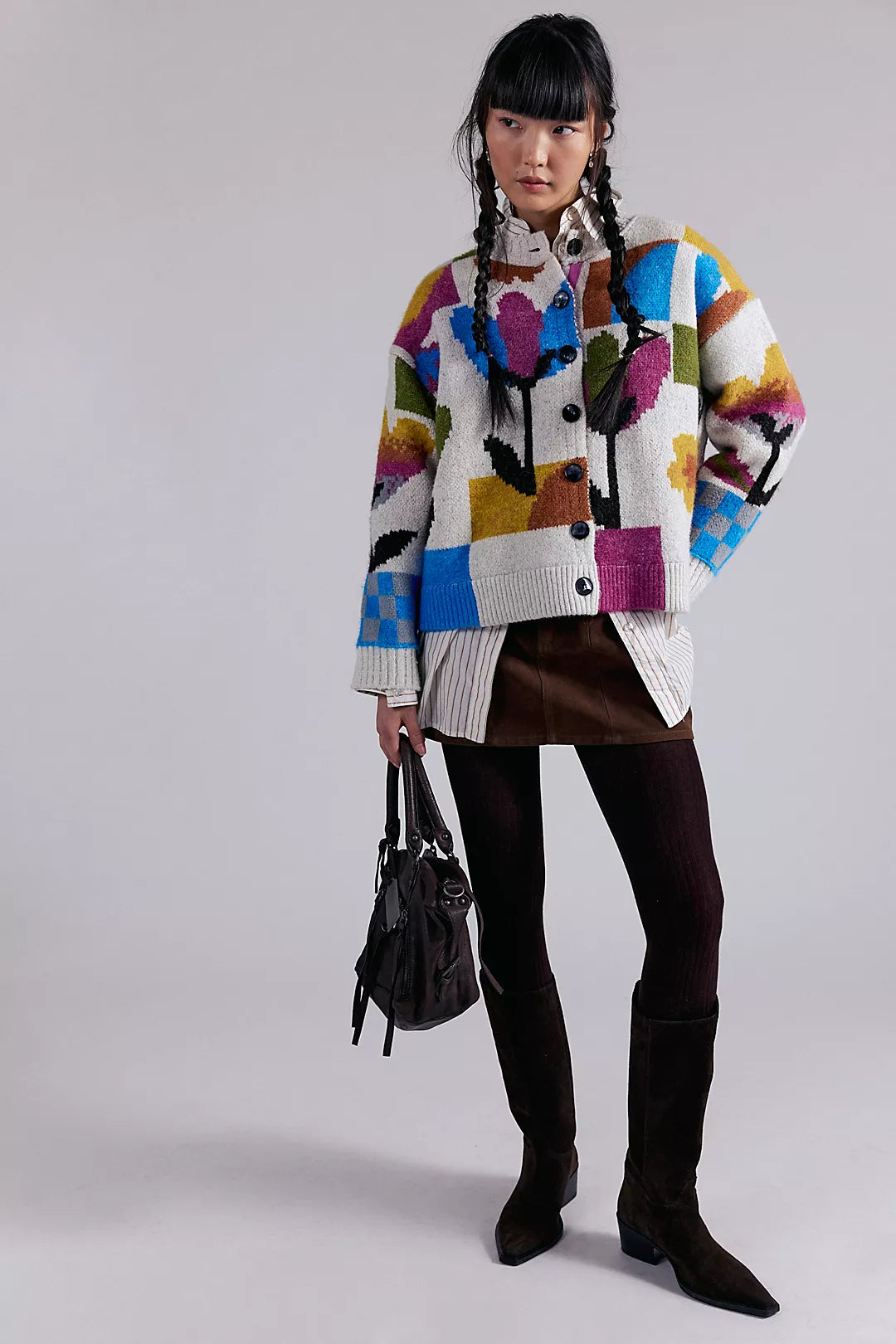 FREE PEOPLE Tulip Whirl Cardi in Ivory Combo