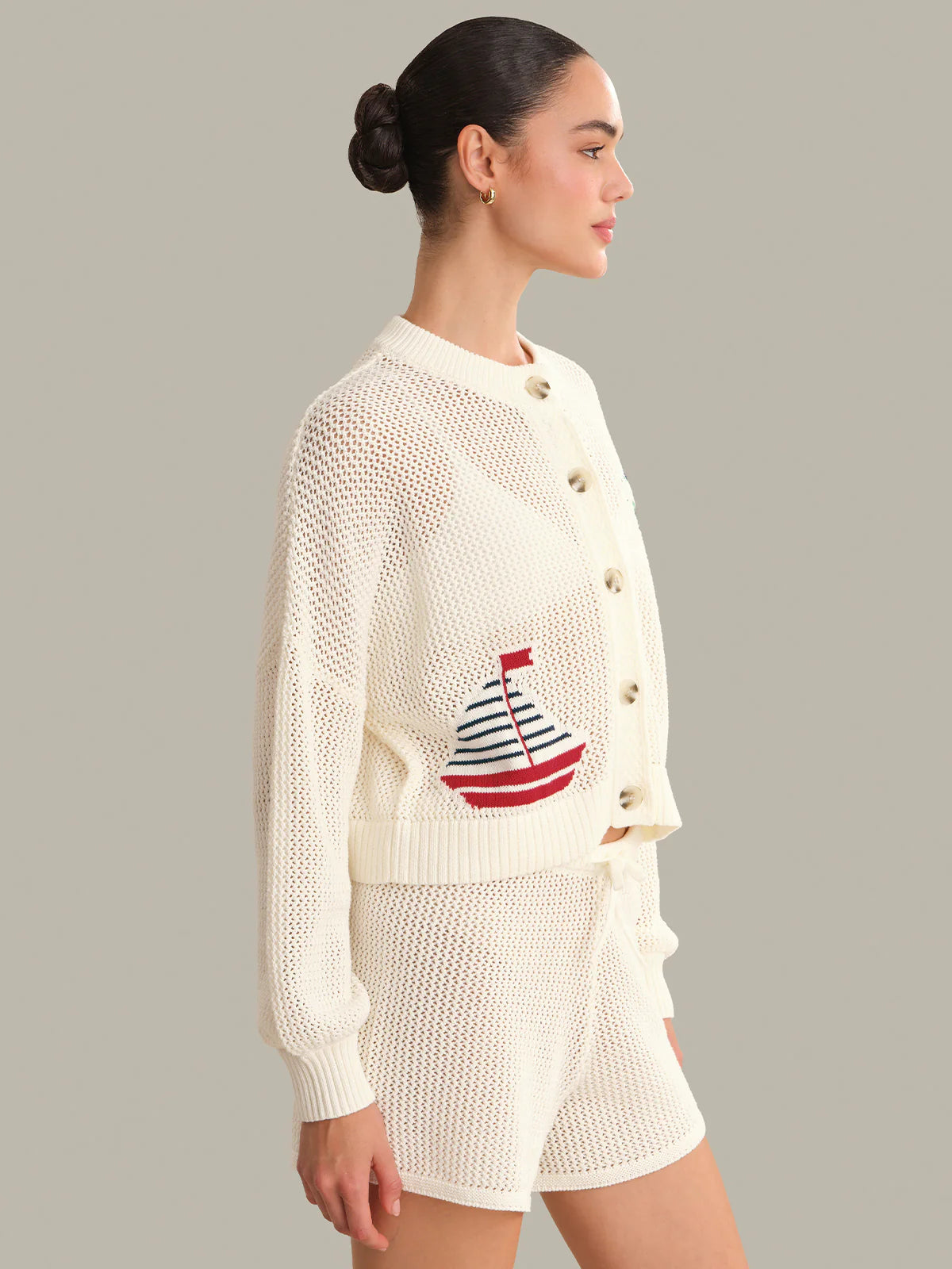 525 AMERICA Tide Mesh Nautical Cardigan