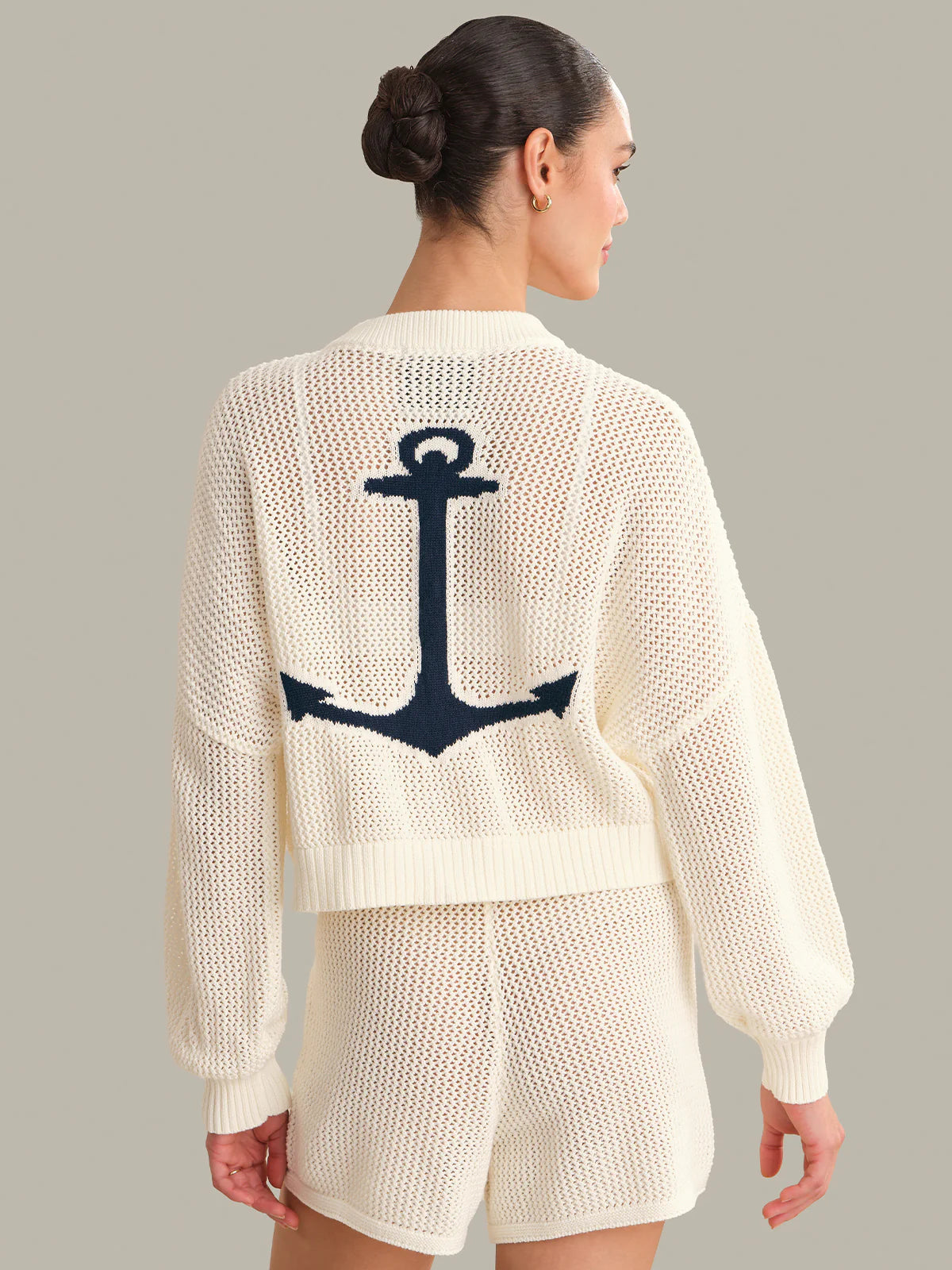 525 AMERICA Tide Mesh Nautical Cardigan
