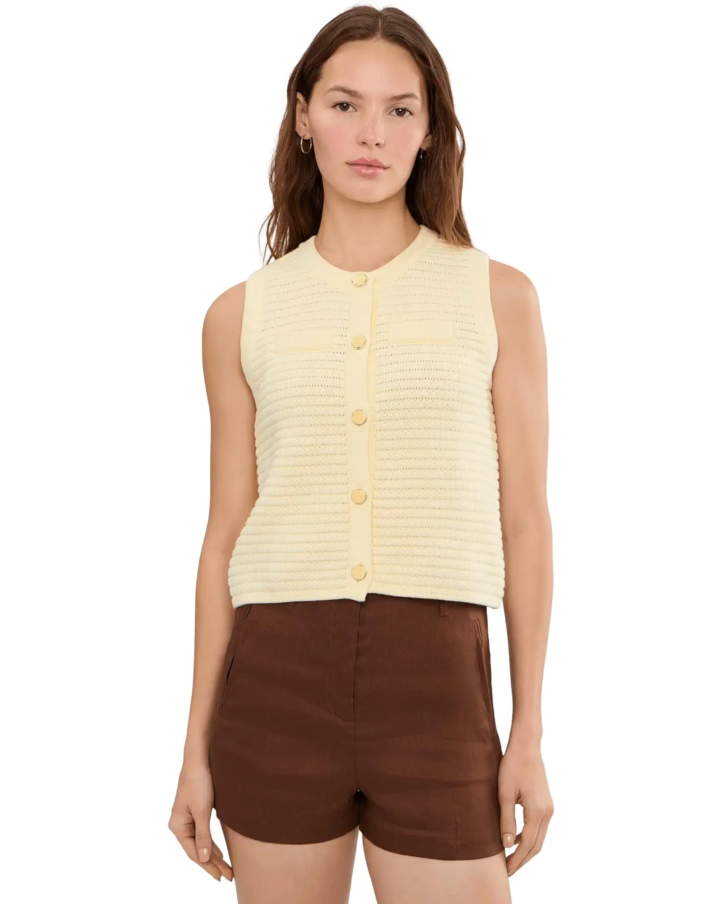 525 AMERICA Jayme Button Through Textured Vest