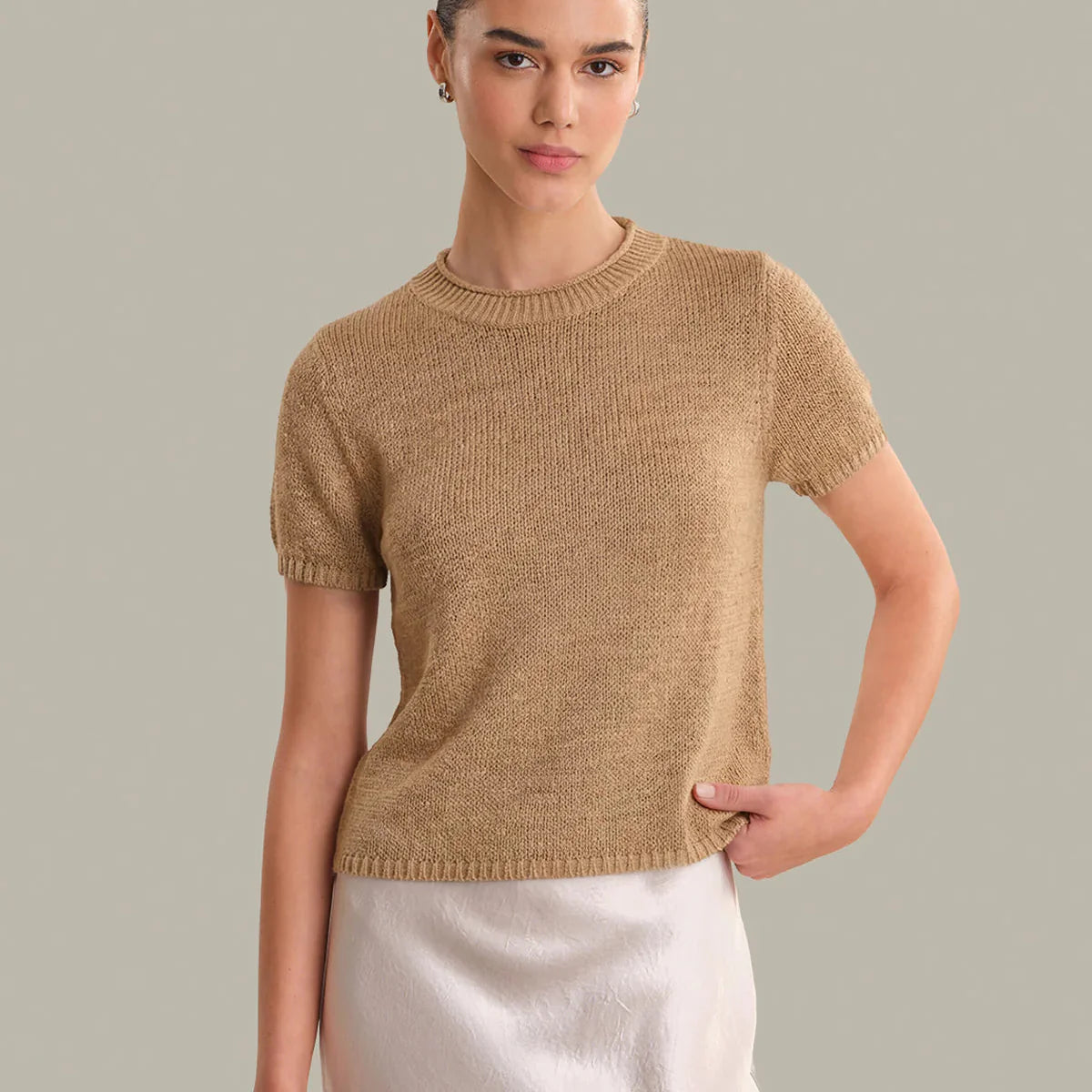 525 AMERICA Faye Rolled Edge Sweater Tee