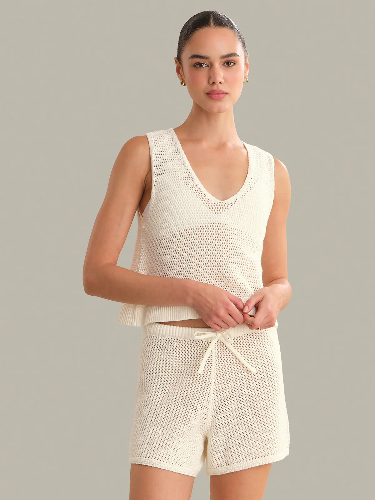 525 AMERICA Rosa V-Neck Pointelle Mesh Tank