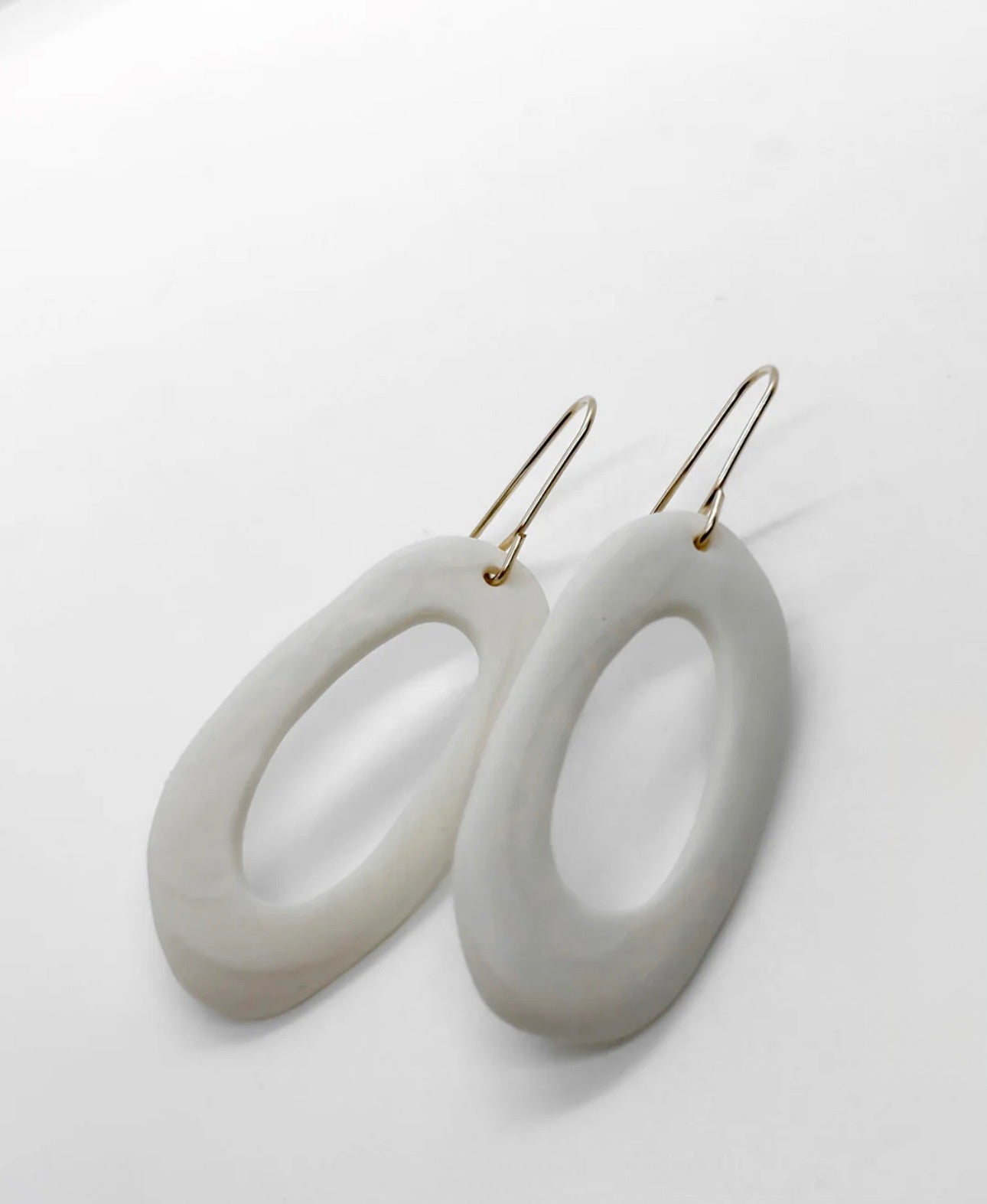 MATTE PORCELAIN Oval Form Earrings