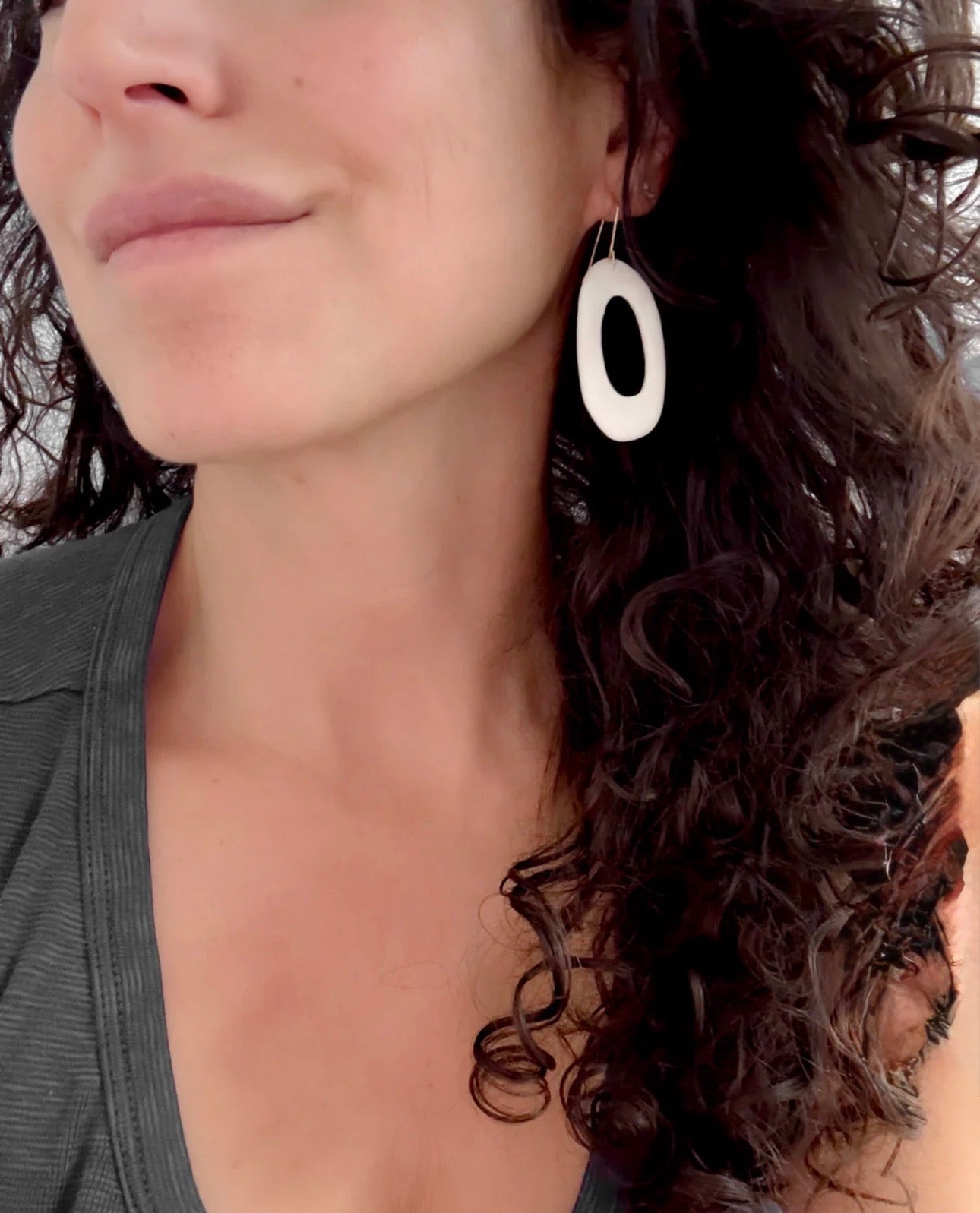 MATTE PORCELAIN Oval Form Earrings