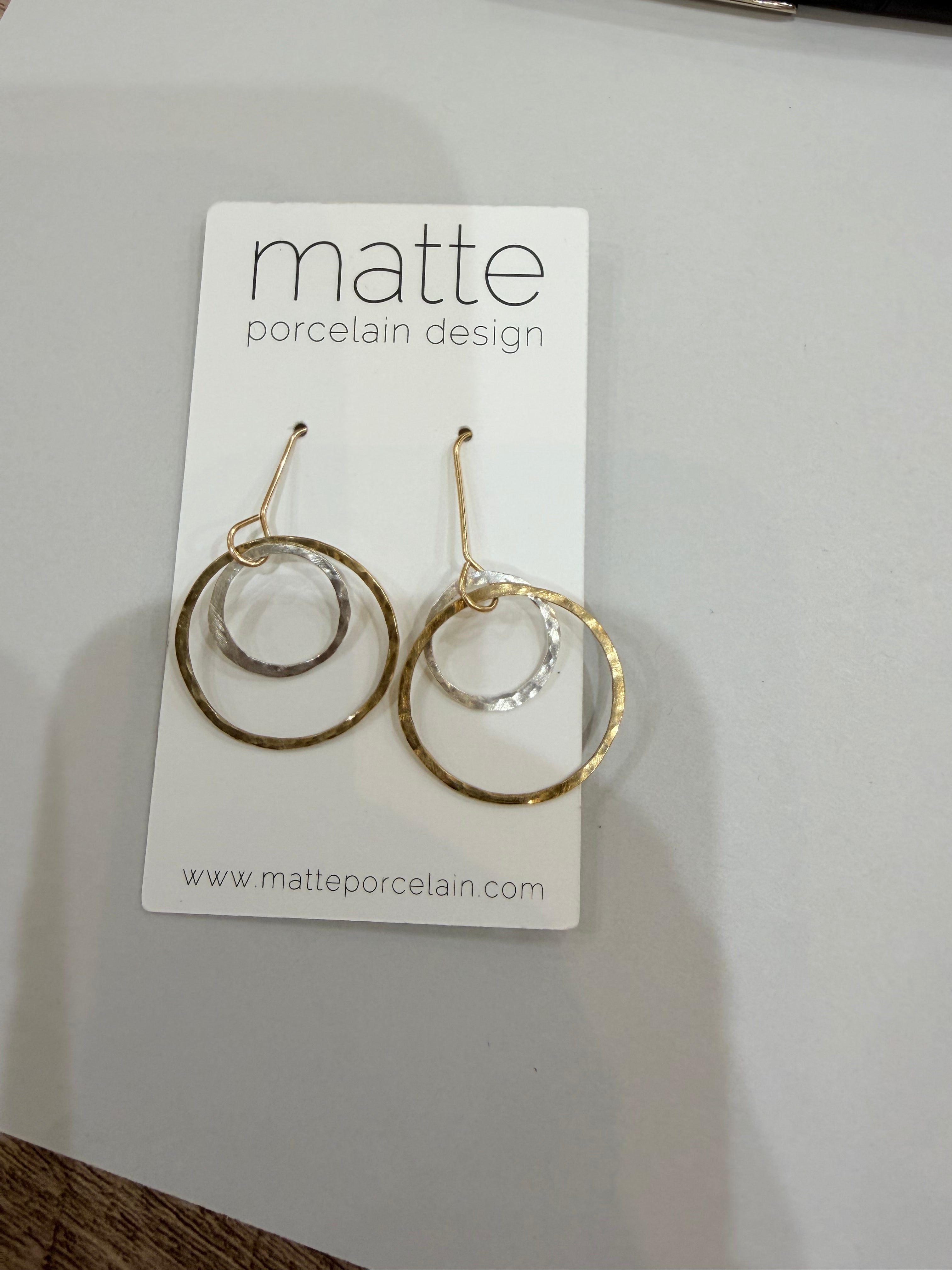 MATTE PORCELAIN Hammered Hoop Threader Earrings