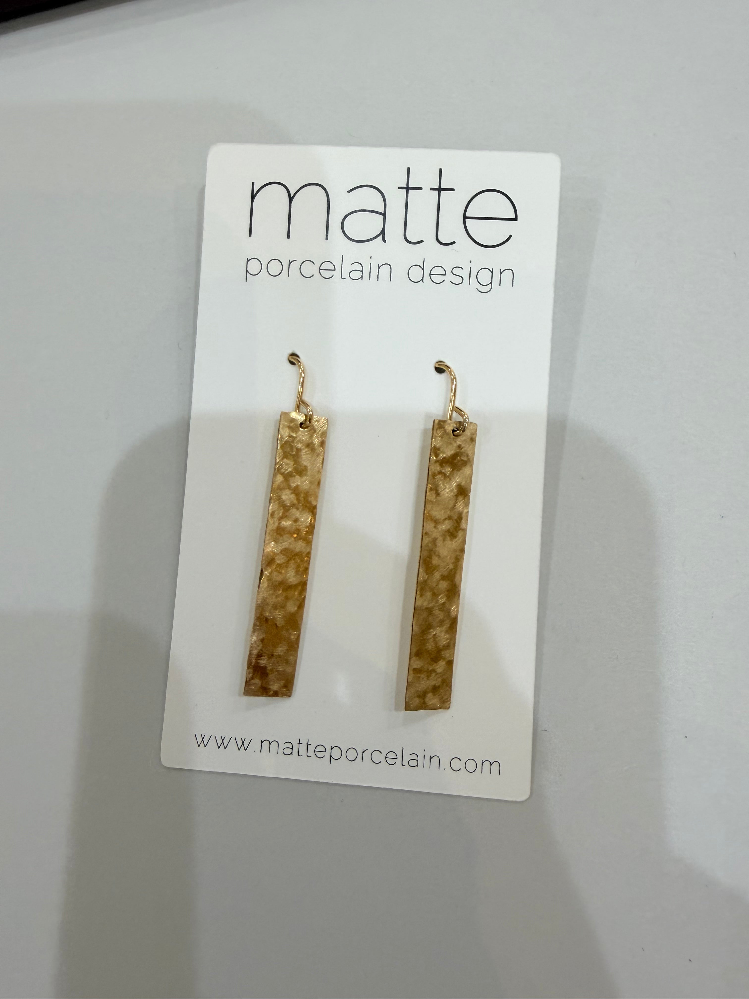 MATTE PORCELAIN Hammered Bar Earrings