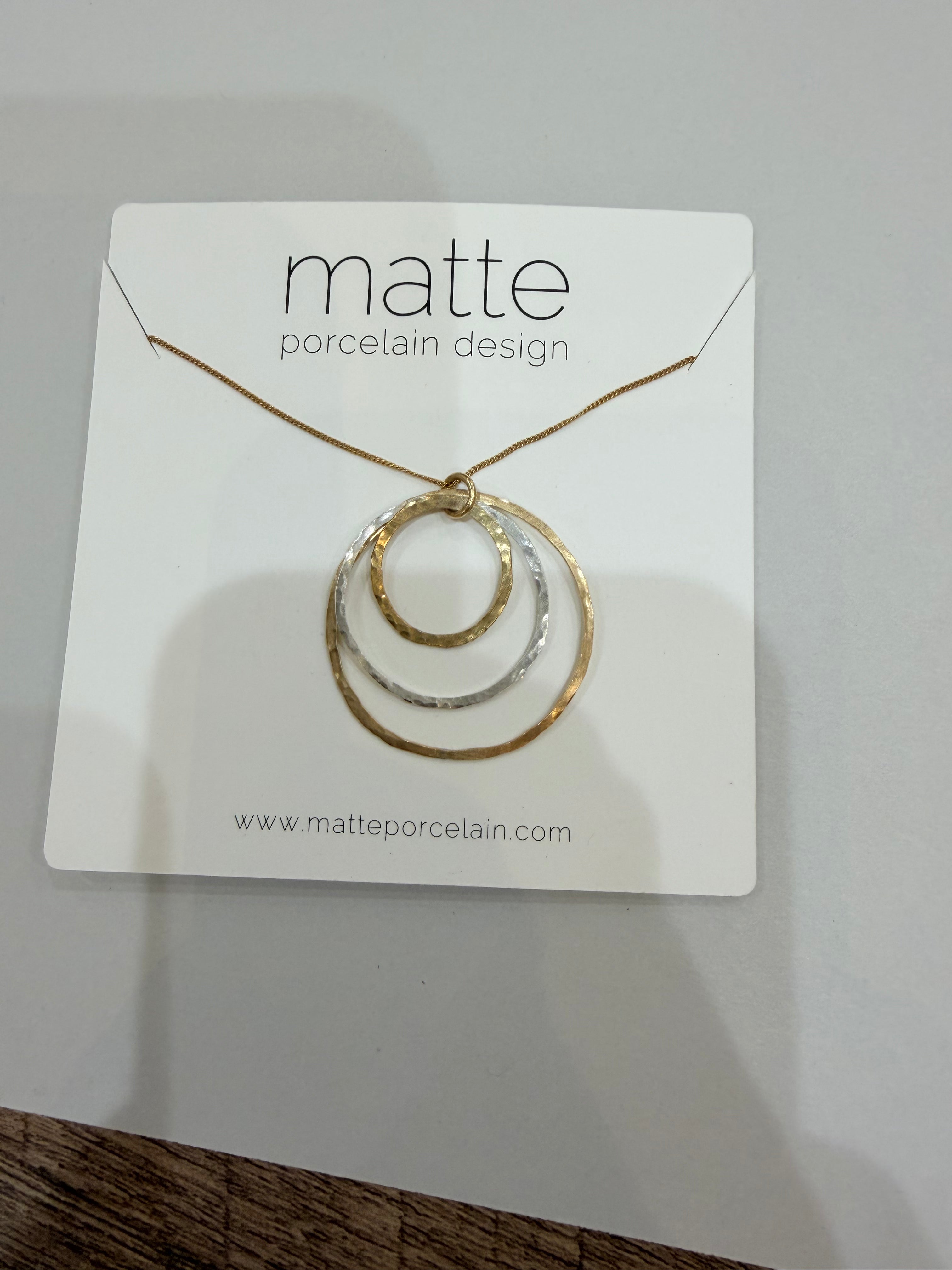 MATTE PORCELAIN Triple Circle Necklace
