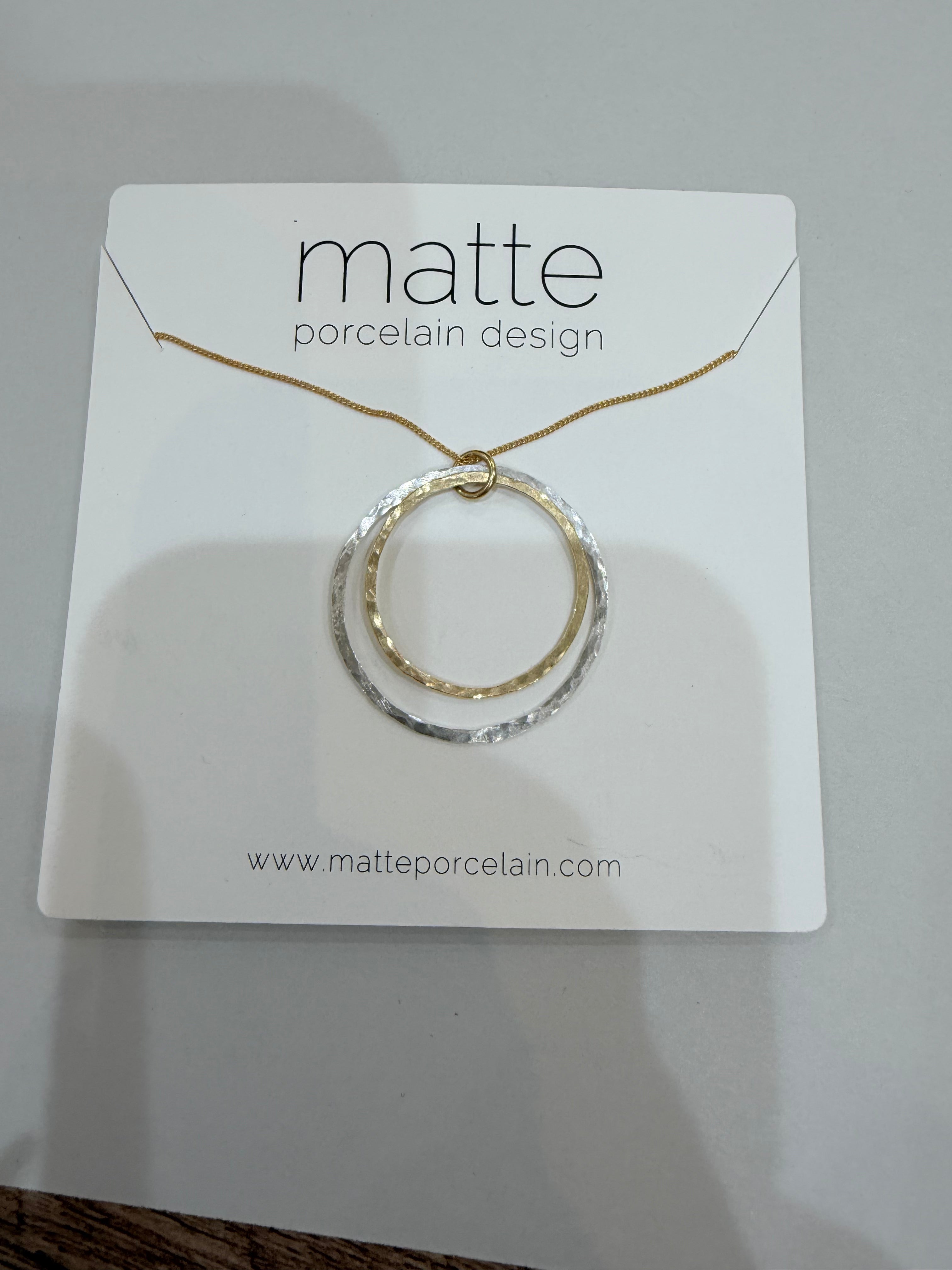 MATTE PORCELAIN Double Circle Necklace