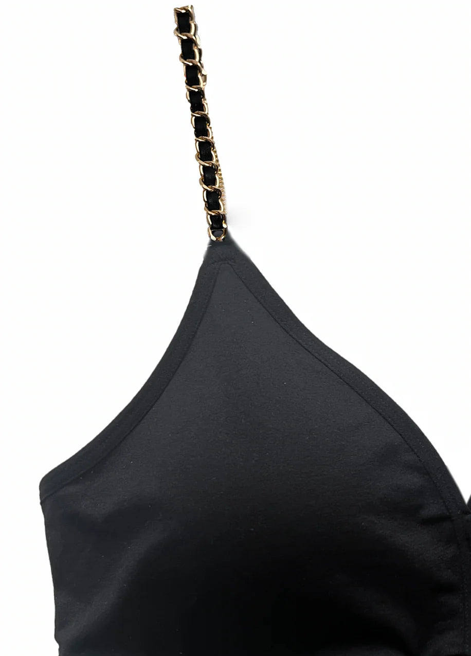 STRAP-ITS Gold/Black Chain Plunge Bra