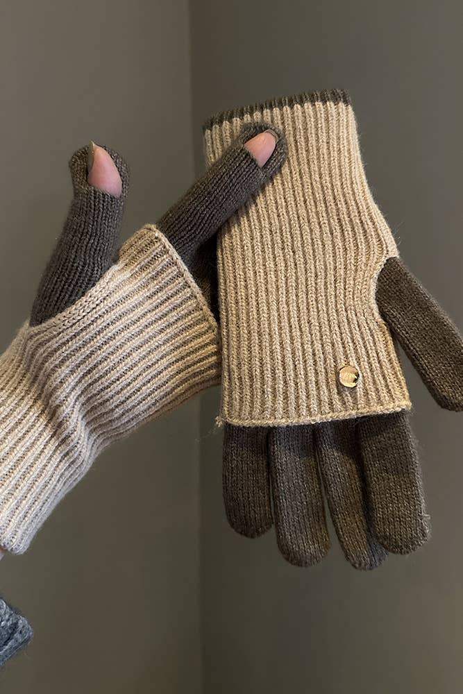 Colorblock Knitting Gloves ZK2452: 3 / One Size