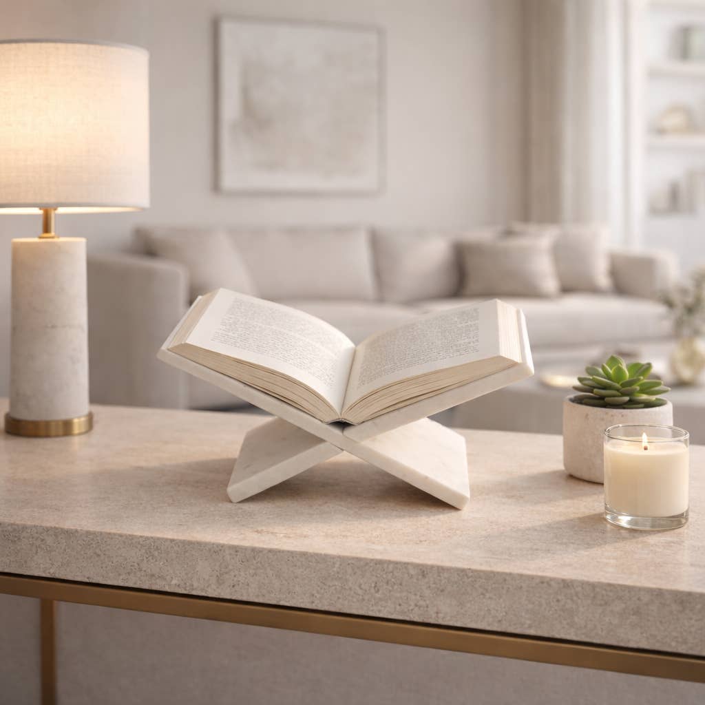 Bookstand in White Marble 14 in.