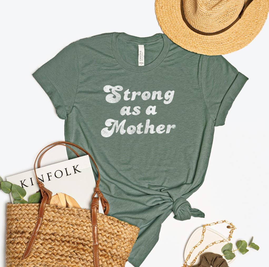 STRONG AS A MOTHER  Graphic T-Shirt: VINTAGE WHITE / S