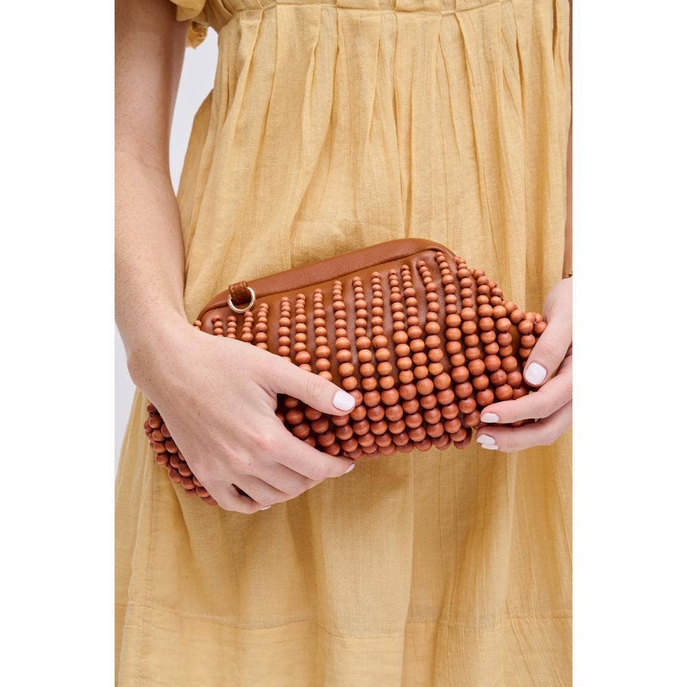Lydia Beaded Clutch: Tan