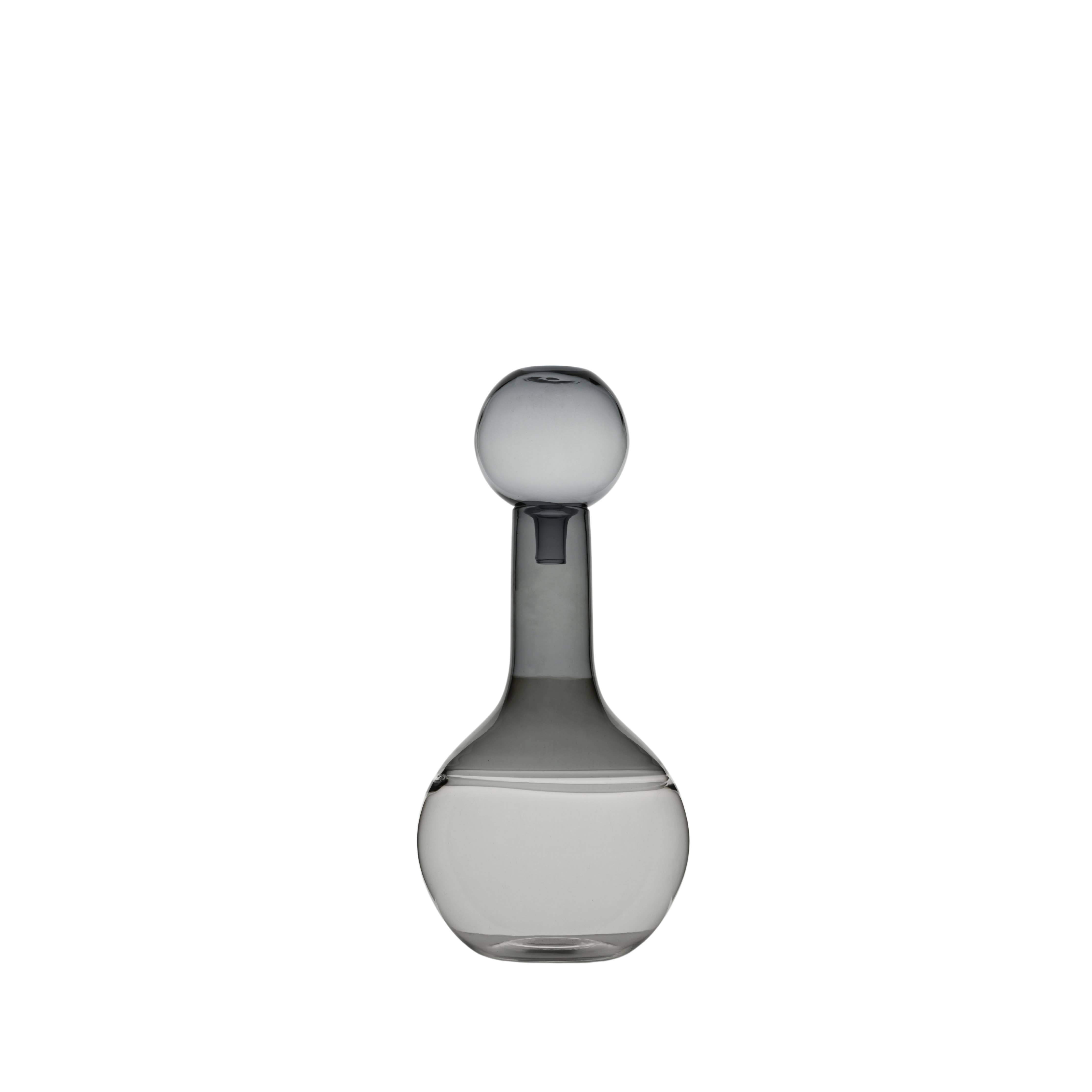 Decorative Glass Bottle: Clear & Gray Vase