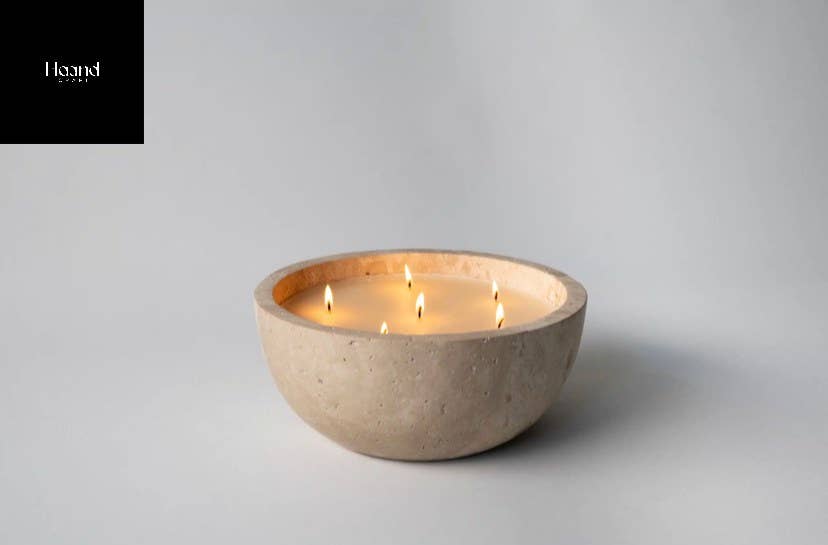 Hand Craft Large Candle Bowl, Marble Rustic SOYWAX Scented Candle: Large