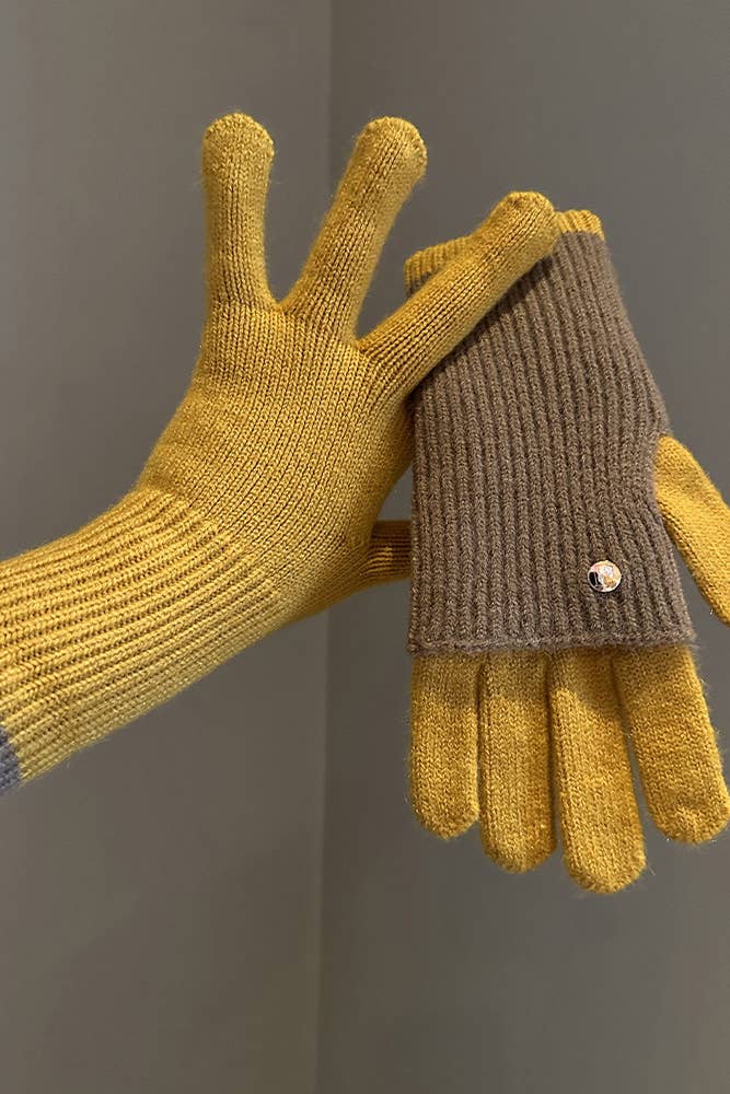 Colorblock Knitting Gloves ZK2452: 3 / One Size