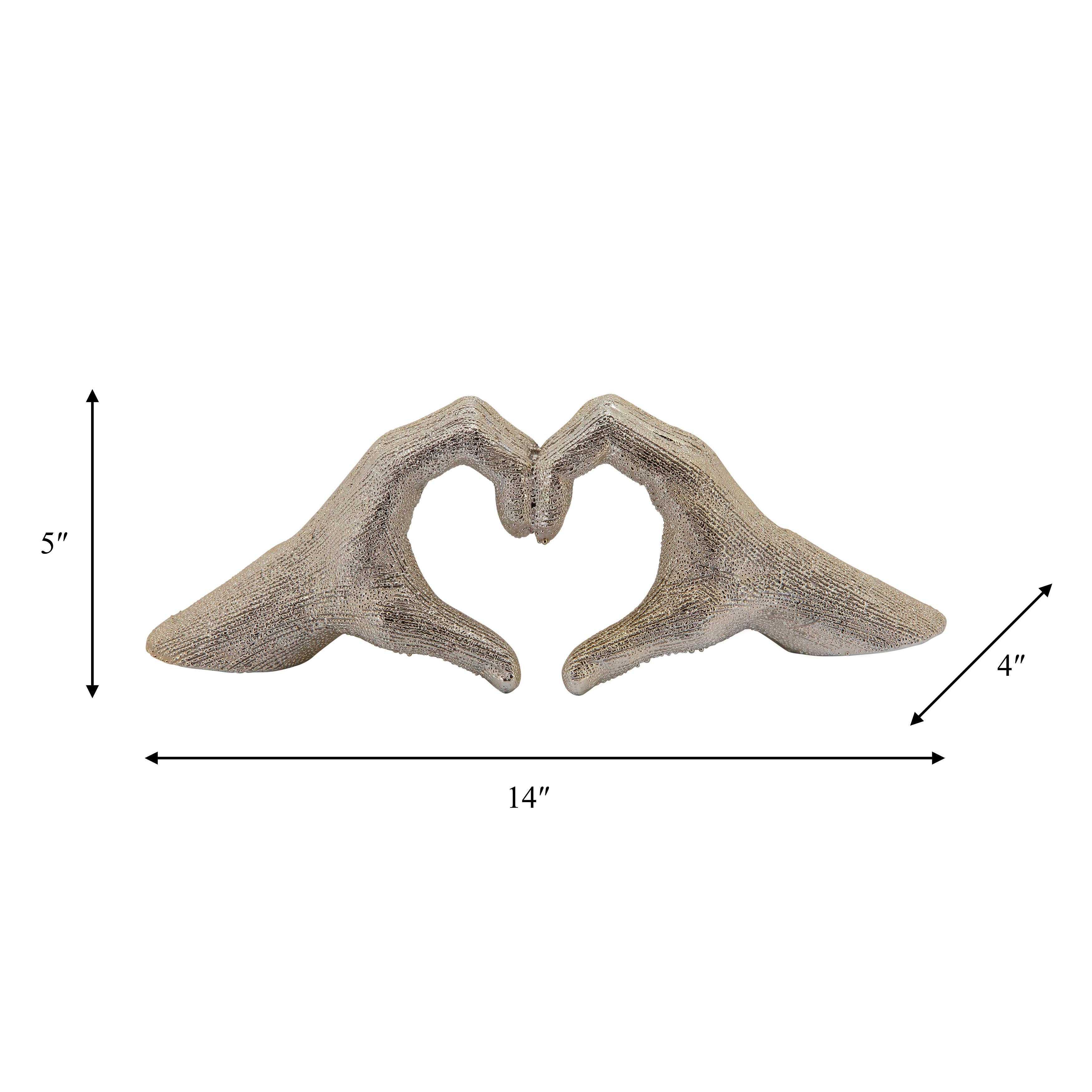Ceramic Hands Heart Decorative Sculpture - Gold, 5 in.