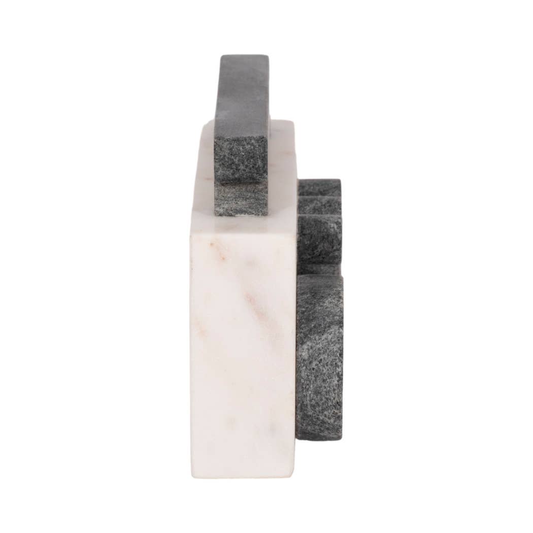 Decorative Figurine - White/Black Marble Boombox, 5 in.