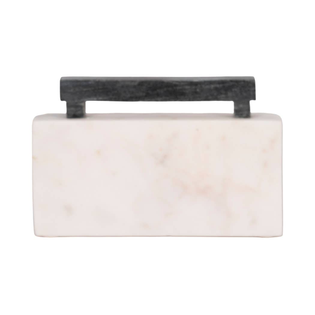 Decorative Figurine - White/Black Marble Boombox, 5 in.