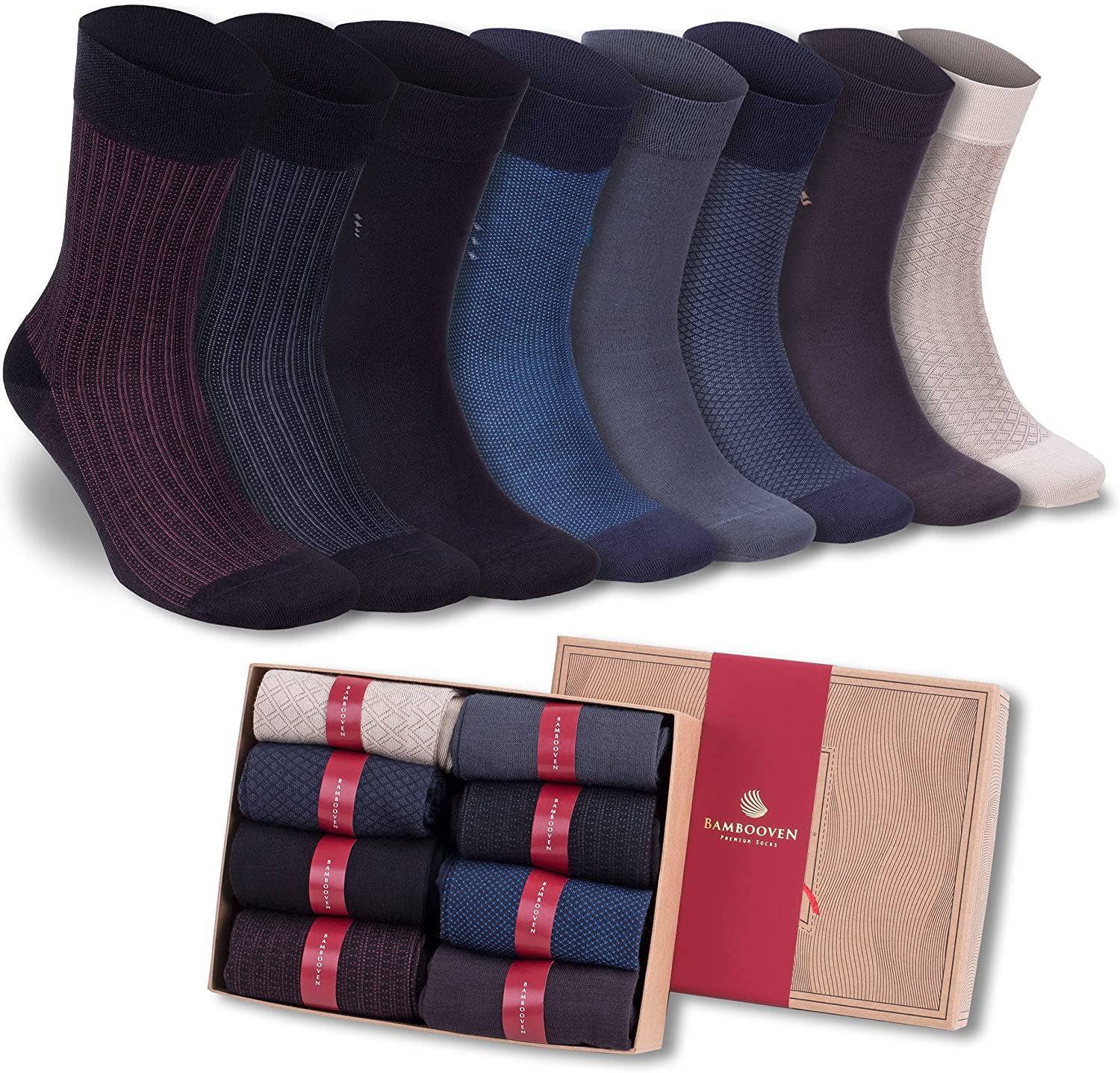 Men’s Bamboo Lightweight Dress & Trouser Socks 8-Pack - 543