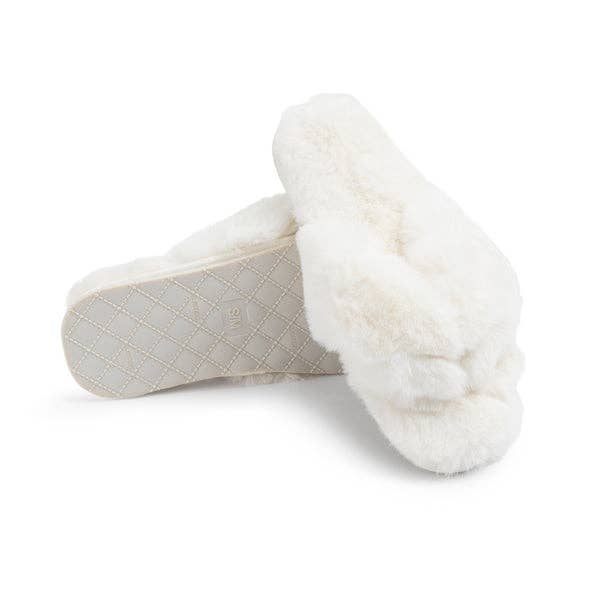 Waterfront Solid Faux Fur Flip-Flop - White | Lemon: S/M