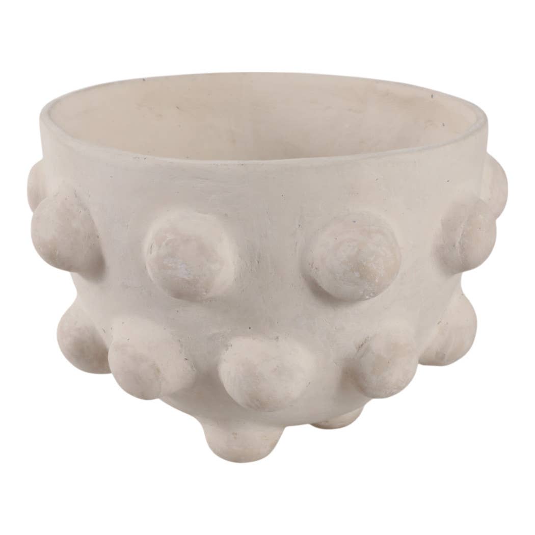 Decorative Bowl - White Ceramic Hobnail Exterior, 6 in.