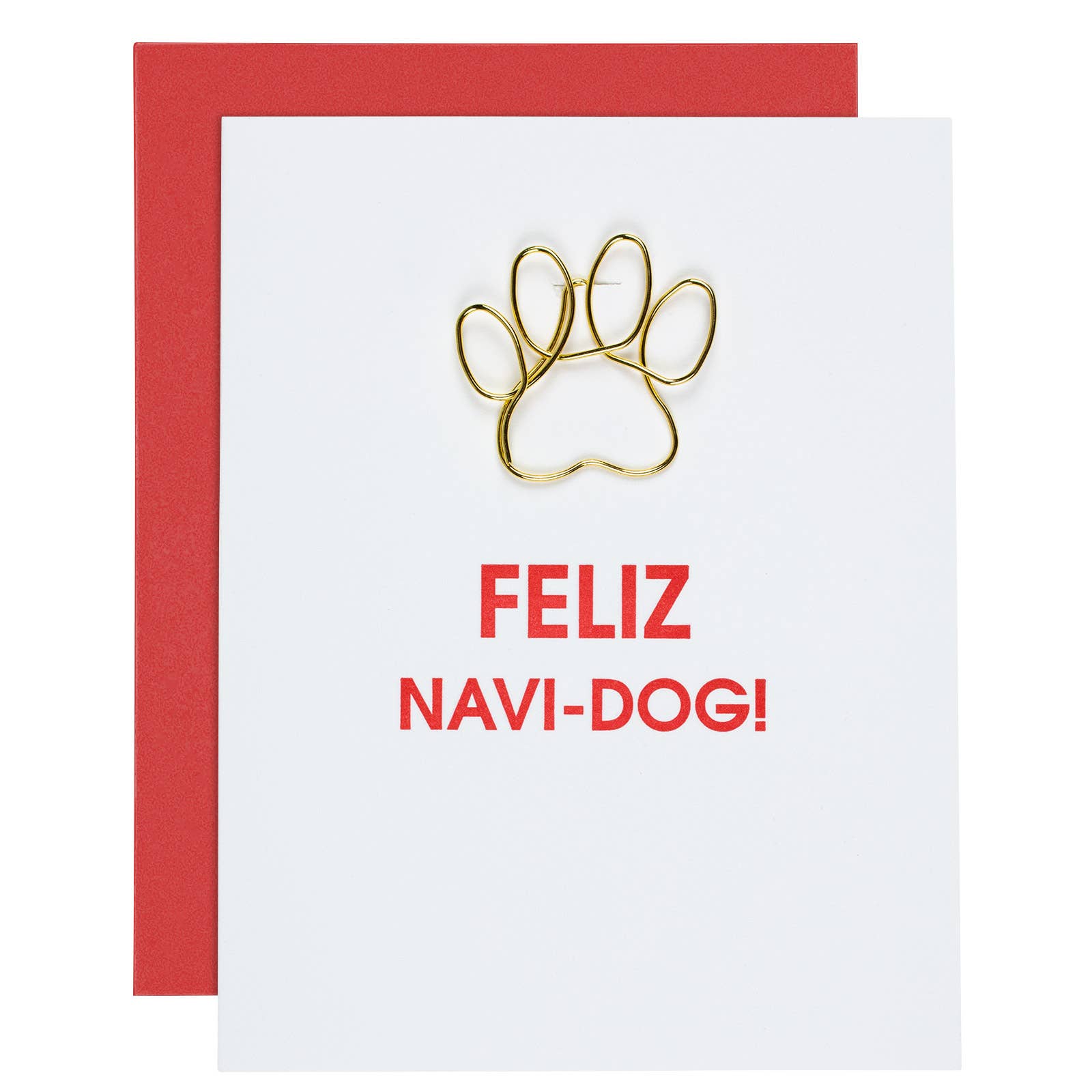 Feliz Navi-Dog  Christmas Card - Letterpress Greeting Card