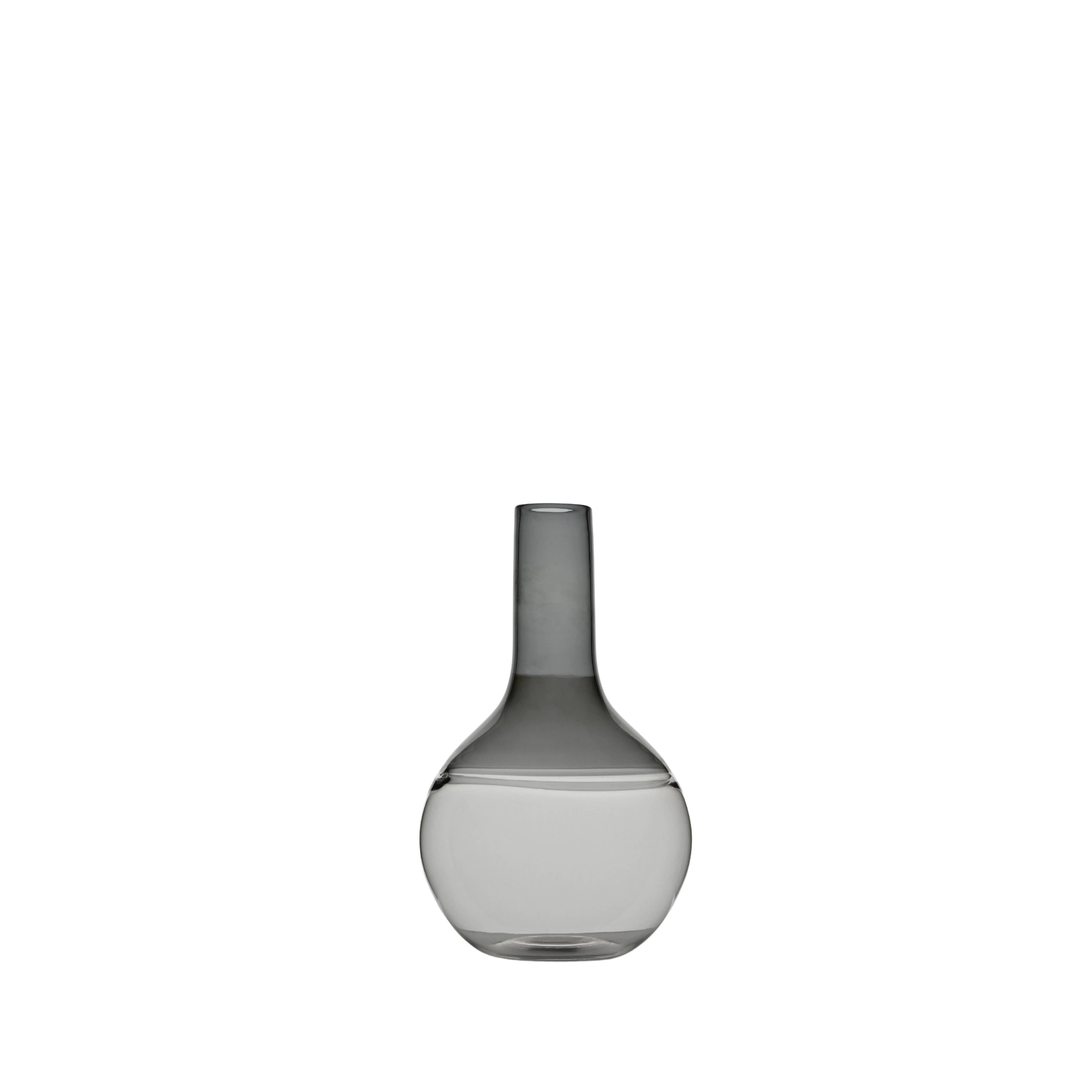 Decorative Glass Bottle: Clear & Gray Vase