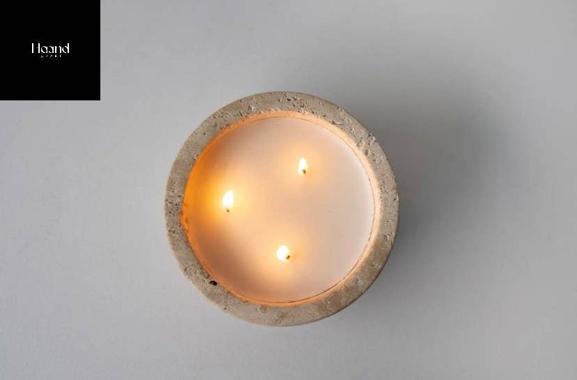 Hand Craft Large Candle Bowl, Marble Rustic SOYWAX Scented Candle: Large