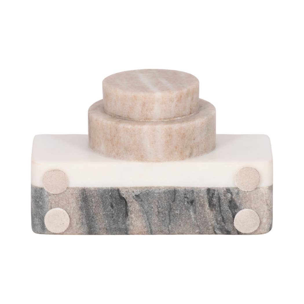 Decorative Figurine - Multicolor Marble Camera Shape,  5 in.